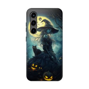 Witch With Black Cat By Moonlight #MJ-W001 Samsung S21, S22, S23, & S24 Tough Phone Cases