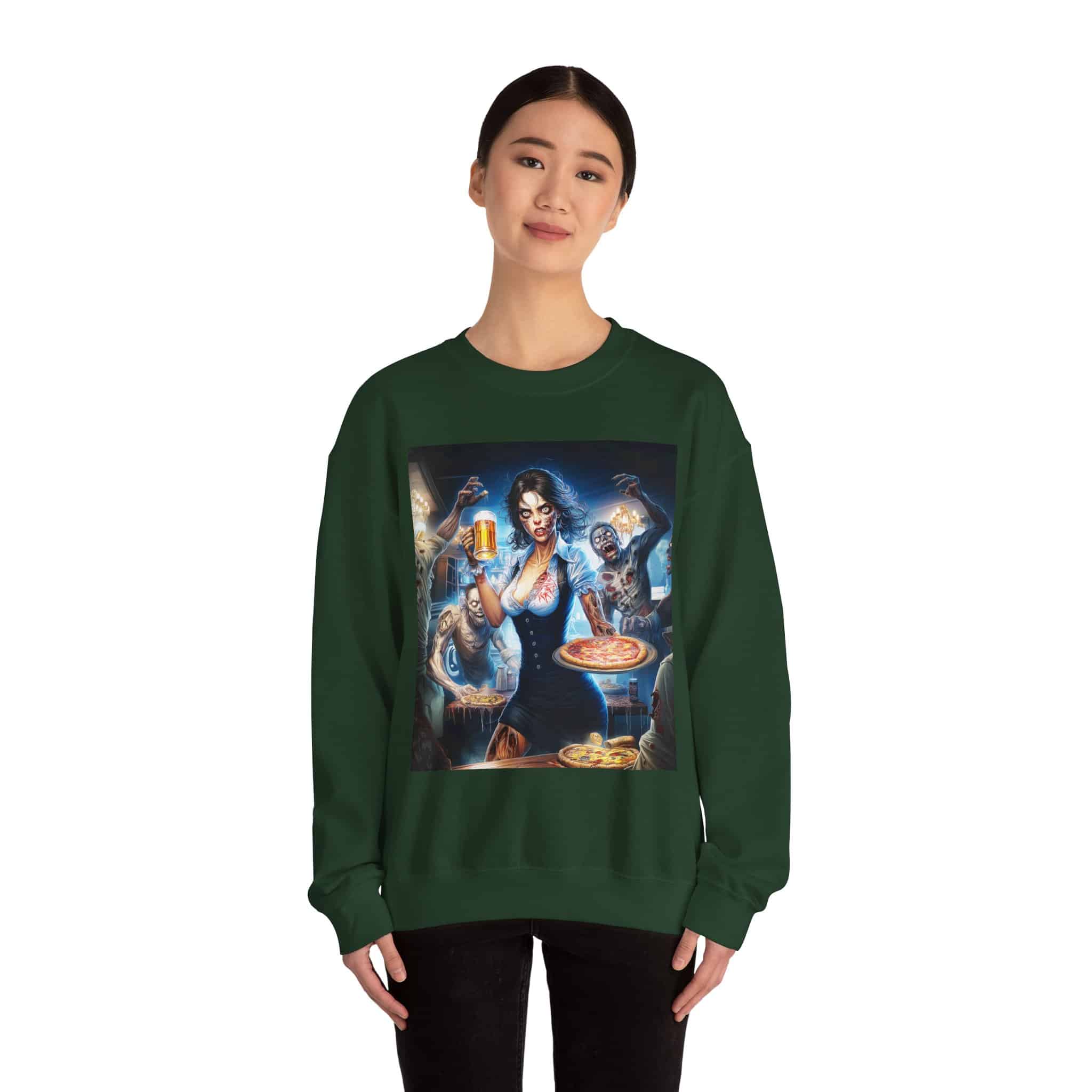 Zombies In Everyday Life Waitress 2025-03 Unisex Heavy Blend™ Crewneck Sweatshirt - Image 24