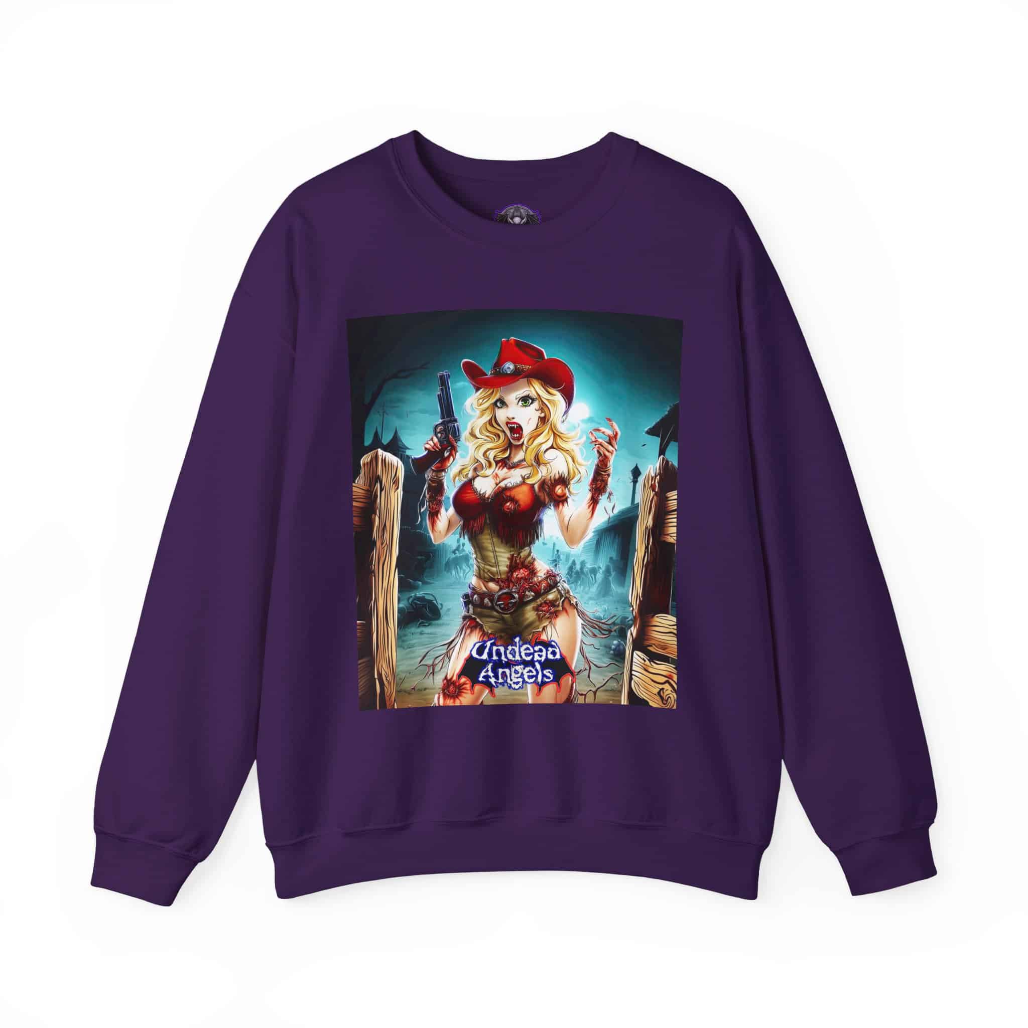 Undead Angels Zombie Cowgirl Cassidy Classic Reborn Style II Unisex Heavy Blend™ Crewneck Sweatshirt - Image 25