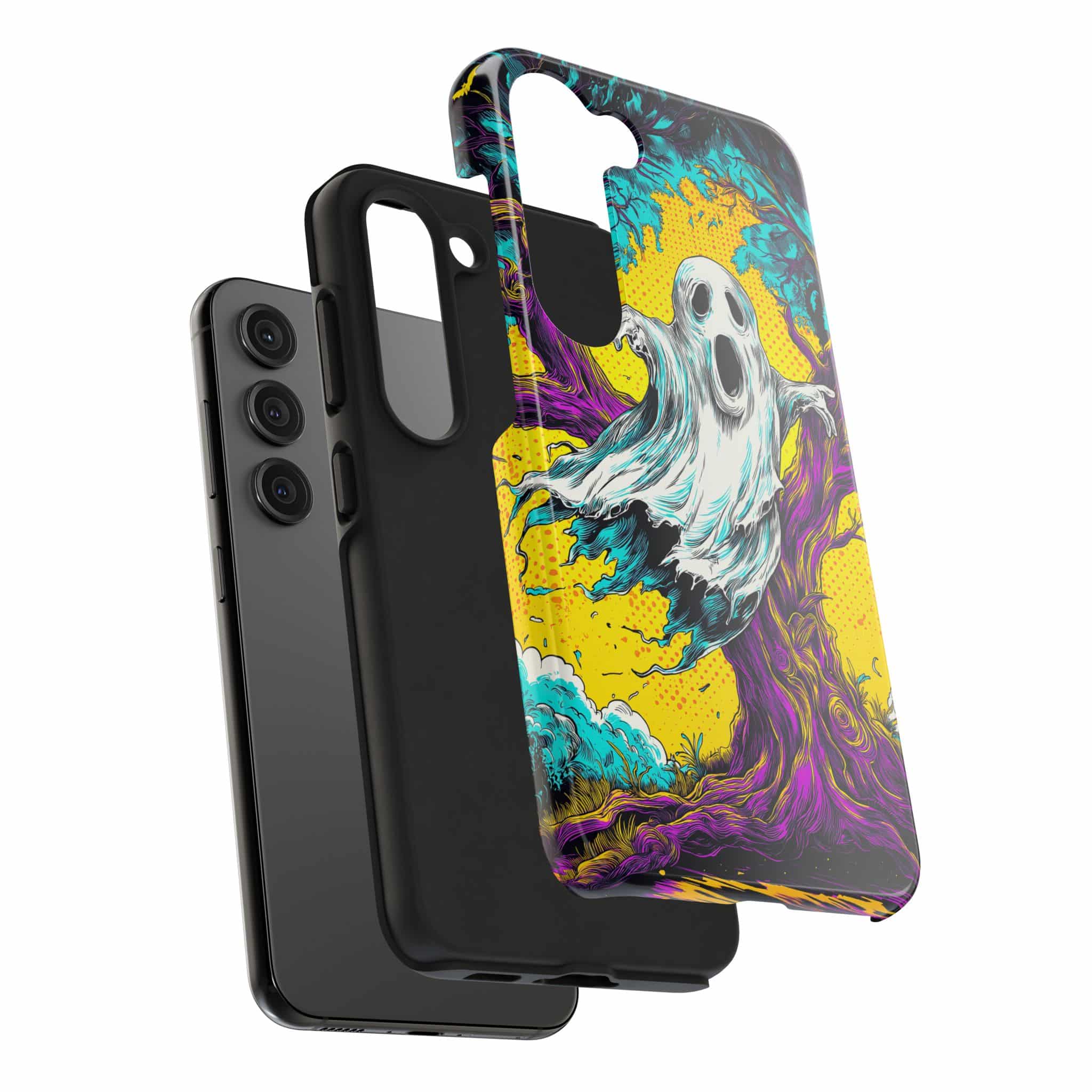Ghost & Spooky Tree Pop 60’s Art Style Samsung S21, S22, S23, & S24 Tough Phone Cases - Image 8