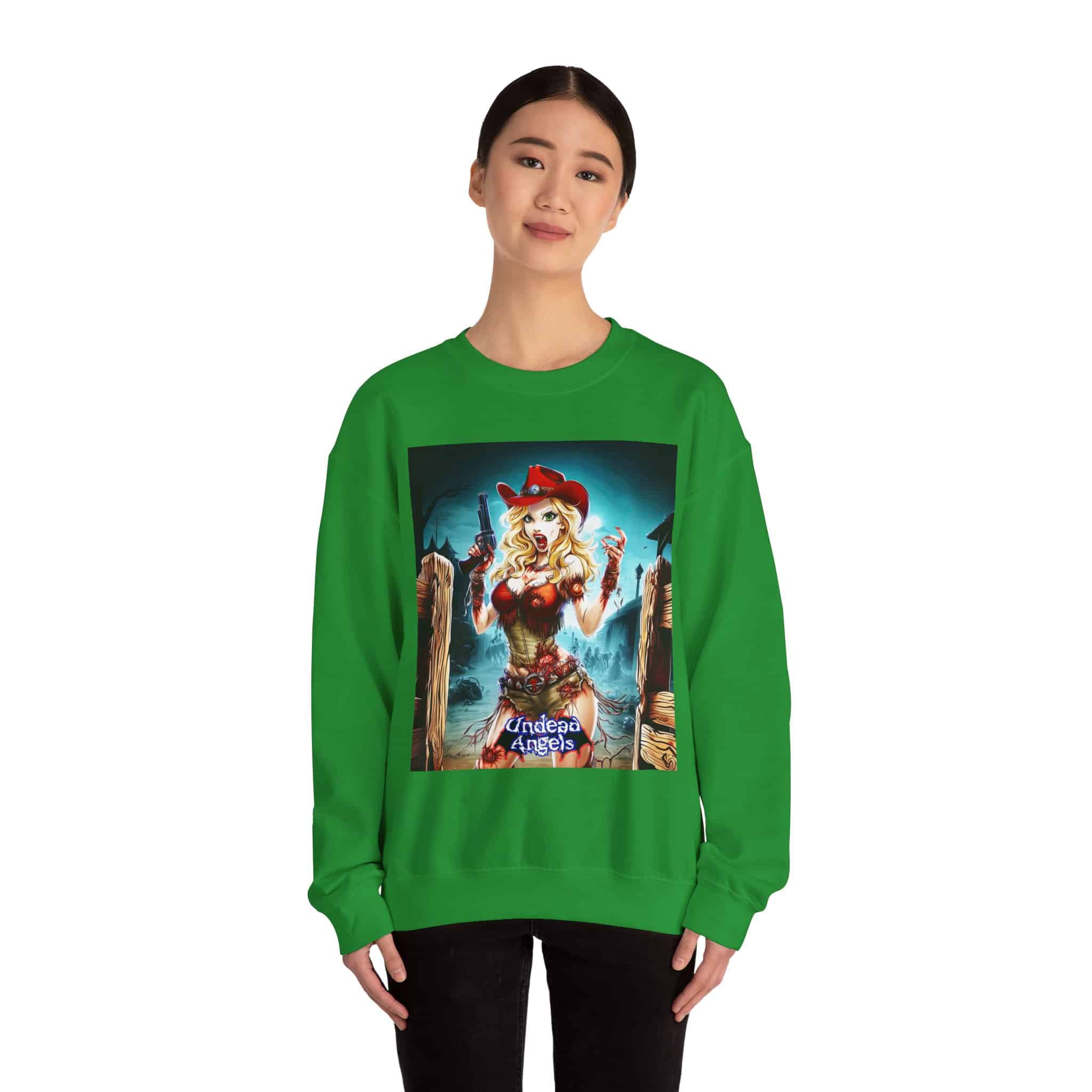 Undead Angels Zombie Cowgirl Cassidy Classic Reborn Style II Unisex Heavy Blend™ Crewneck Sweatshirt - Image 14