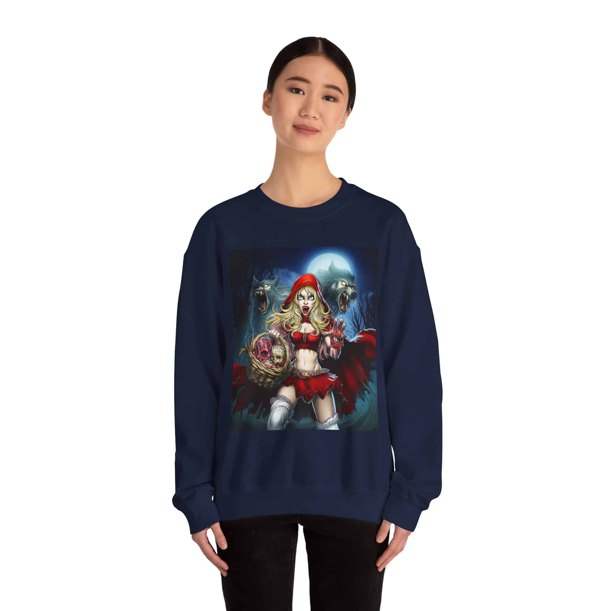Vampire Red Riding Hood By Ghastly Wicked Tales 2025-02 Unisex Heavy Blend™ Crewneck Sweatshirt - Image 4