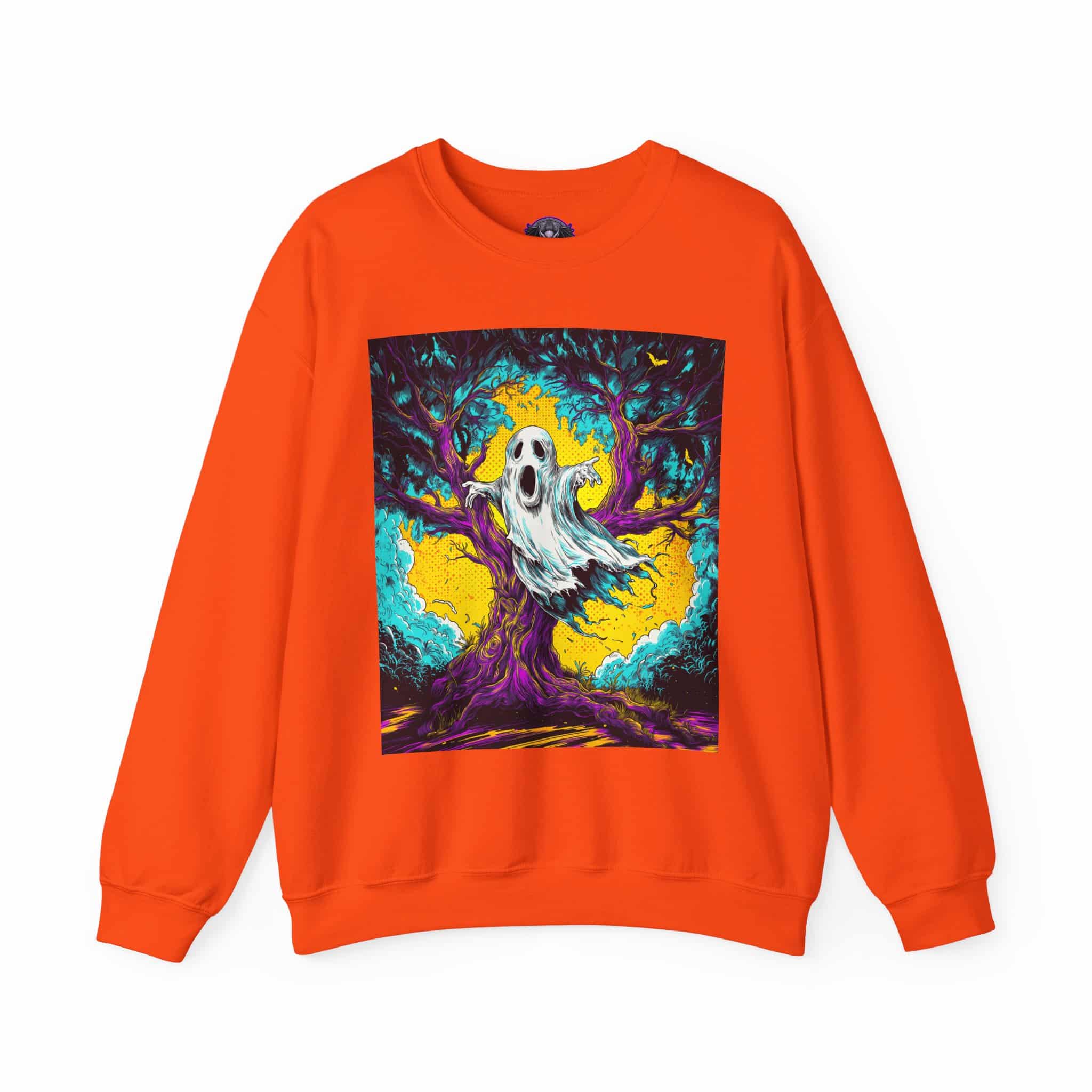 Ghost & Spooky Tree Pop 60’s Art Style Unisex Heavy Blend™ Crewneck Sweatshirt - Image 13