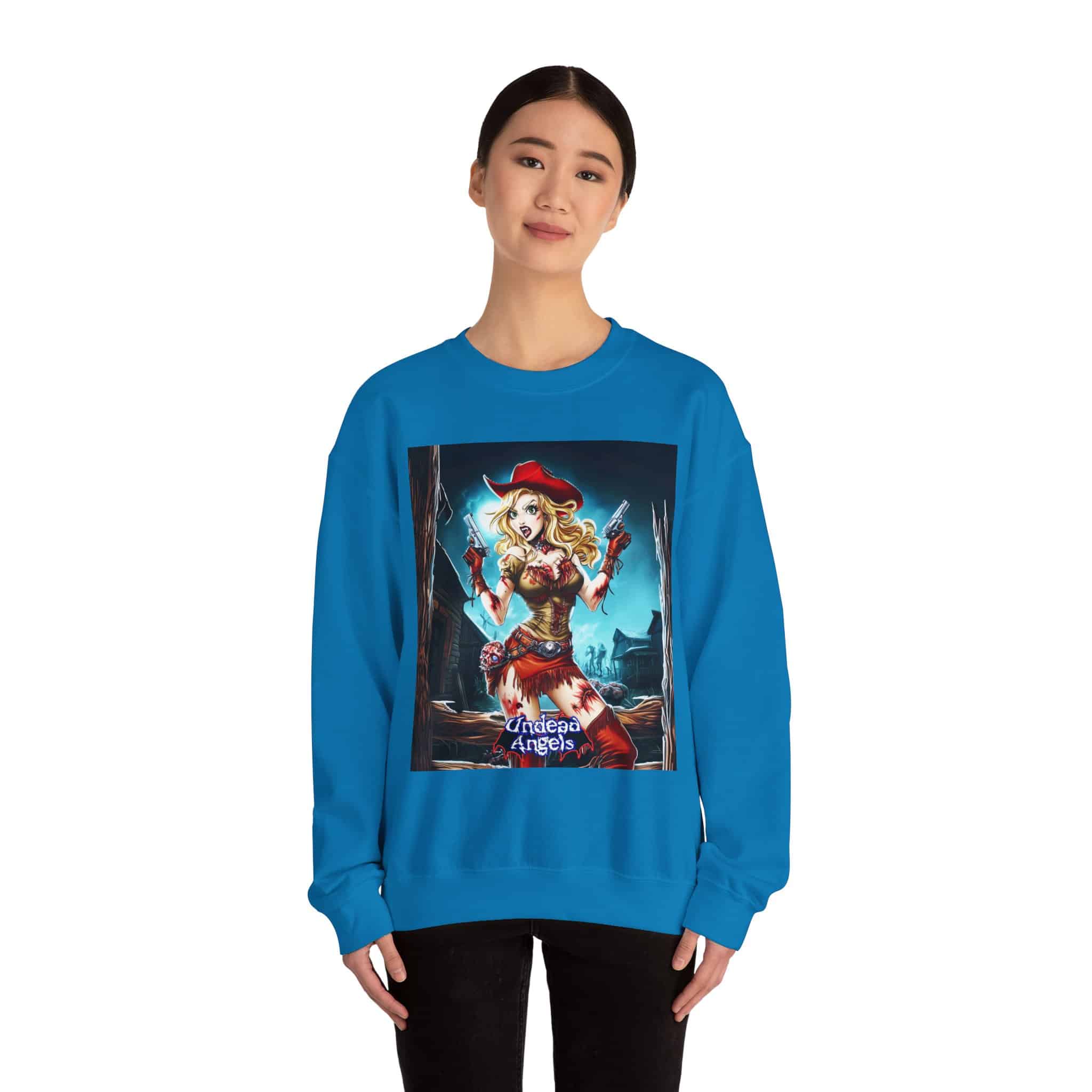 Undead Angels Zombie Cowgirl Cassidy Classic Reborn Style III Unisex Heavy Blend™ Crewneck Sweatshirt - Image 18