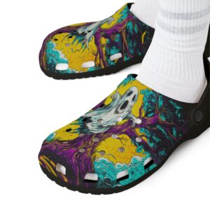 Ghost & Spooky Tree Pop 60's Art Style Clog Style Shoes