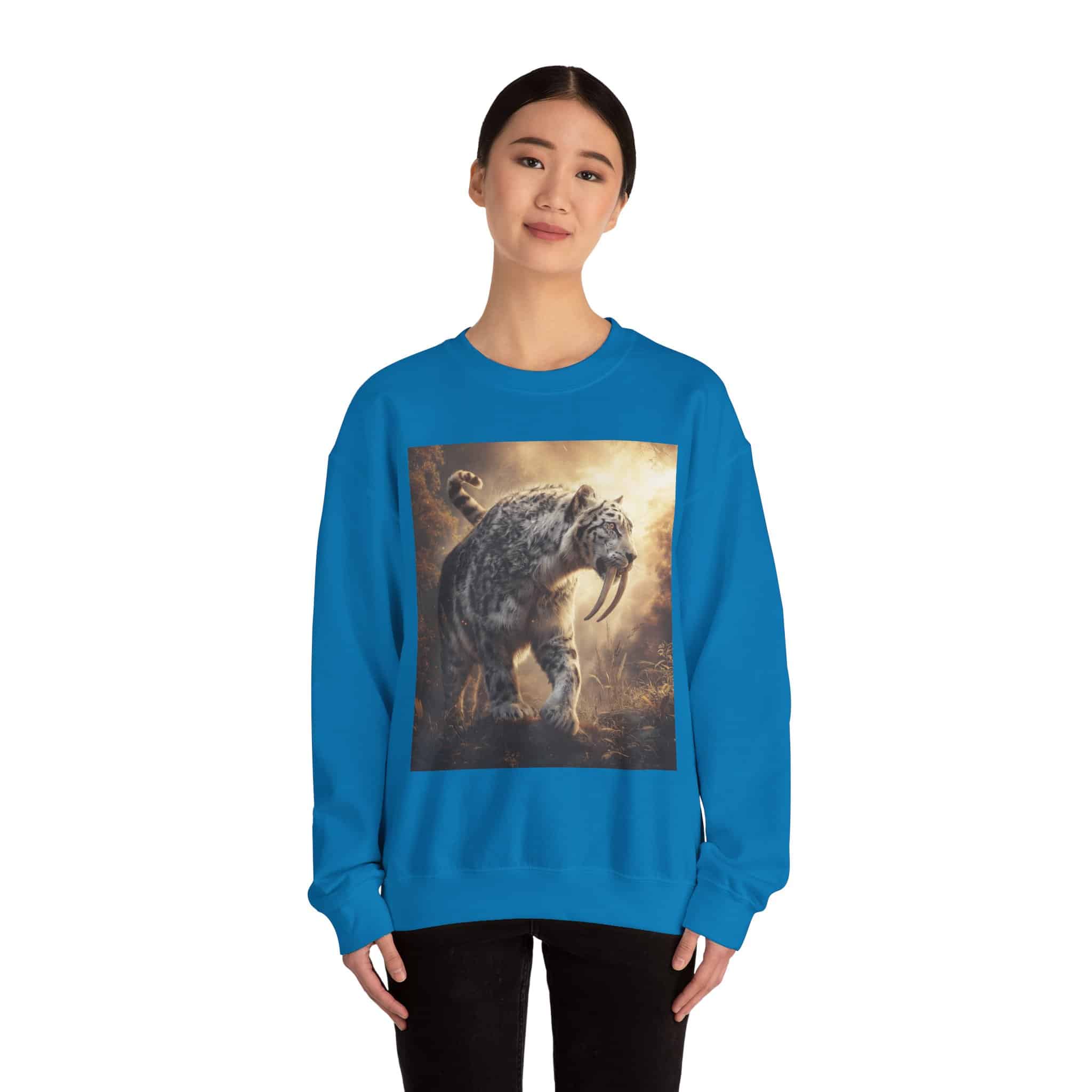 Prehistoric Smilodon aka Sabre-Tooth Tiger VIII Unisex Heavy Blend™ Crewneck Sweatshirt - Image 29