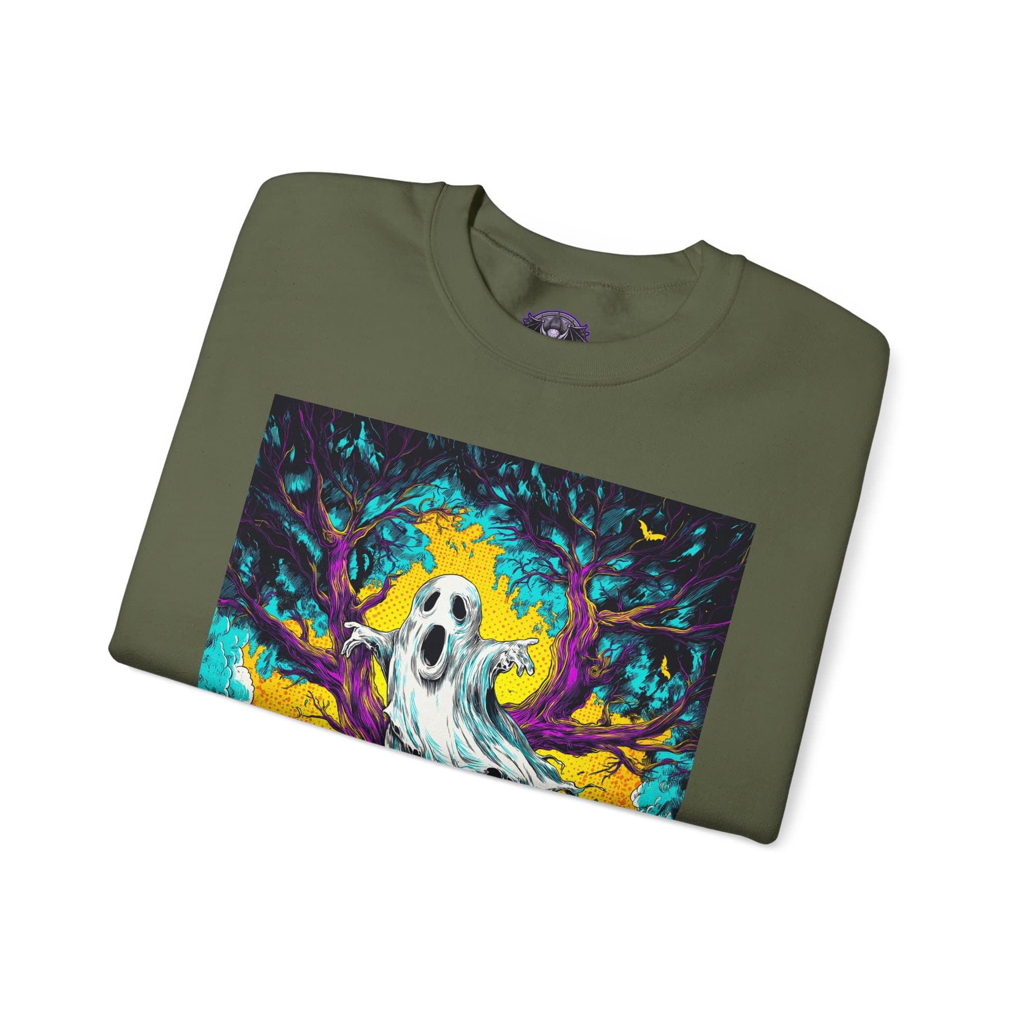 Ghost & Spooky Tree Pop 60’s Art Style Unisex Heavy Blend™ Crewneck Sweatshirt - Image 23