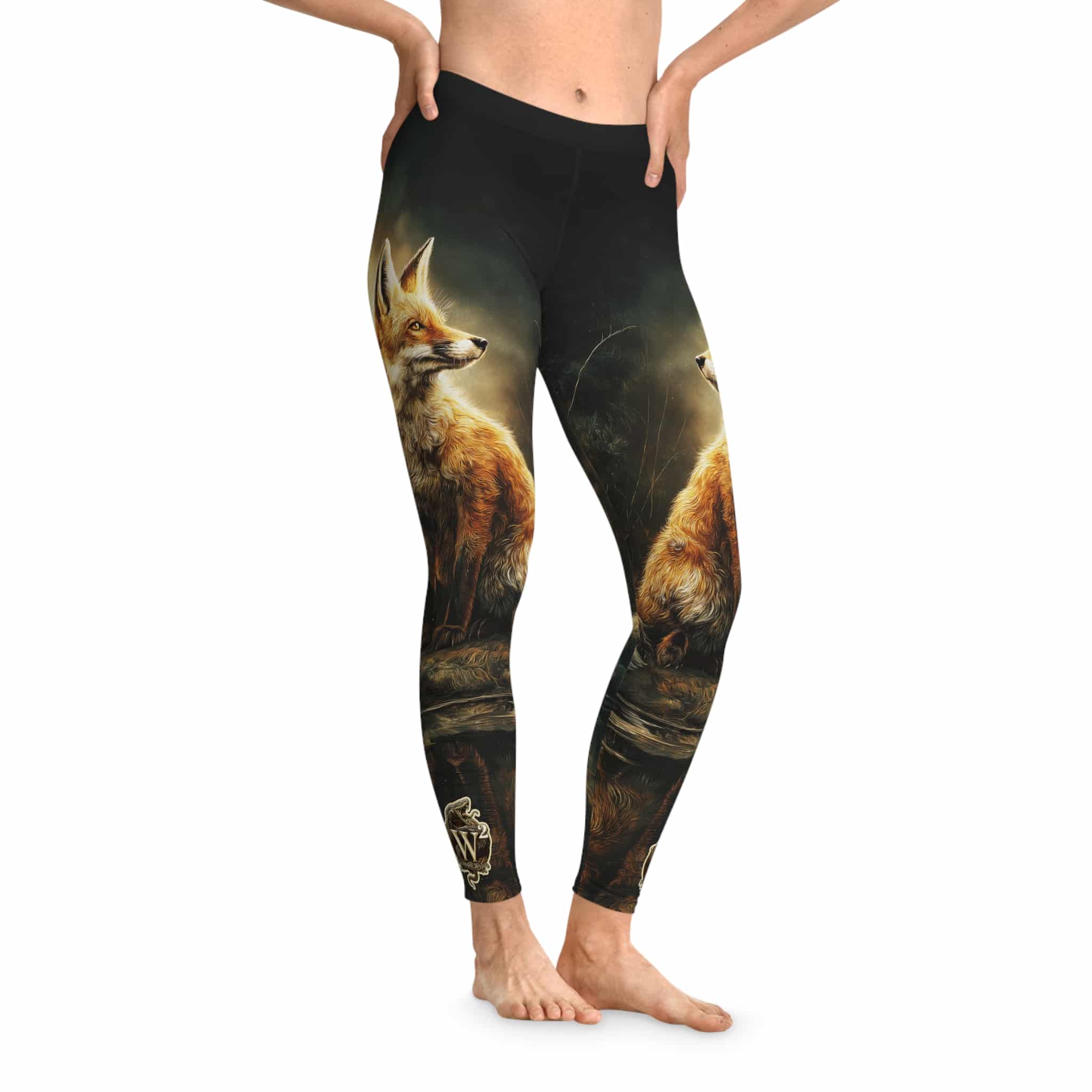 Fox By The Lake Stretchy Leggings, Comfortable Fitness Wear - Image 2
