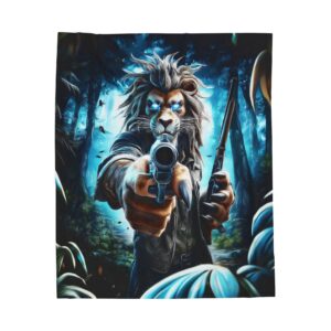 Arm The Animals: Hunter Lion #AA030 Plush Blanket, Cozy Throw for Fall Decor,