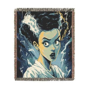 Bride Of Frankenstein Woven Blanket, Cozy Throw for Halloween, Fall Decor, Perfect for Movie Nights, Home Accessories