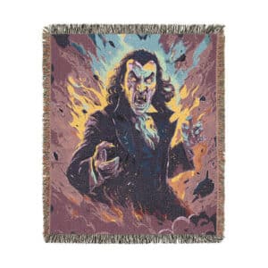 Dracula II Pop 60’s Art Style Woven Blanket, Cozy Throw for Halloween, Fall Decor, Perfect for Movie Nights, Gift for Monster Lovers, Home Accessories