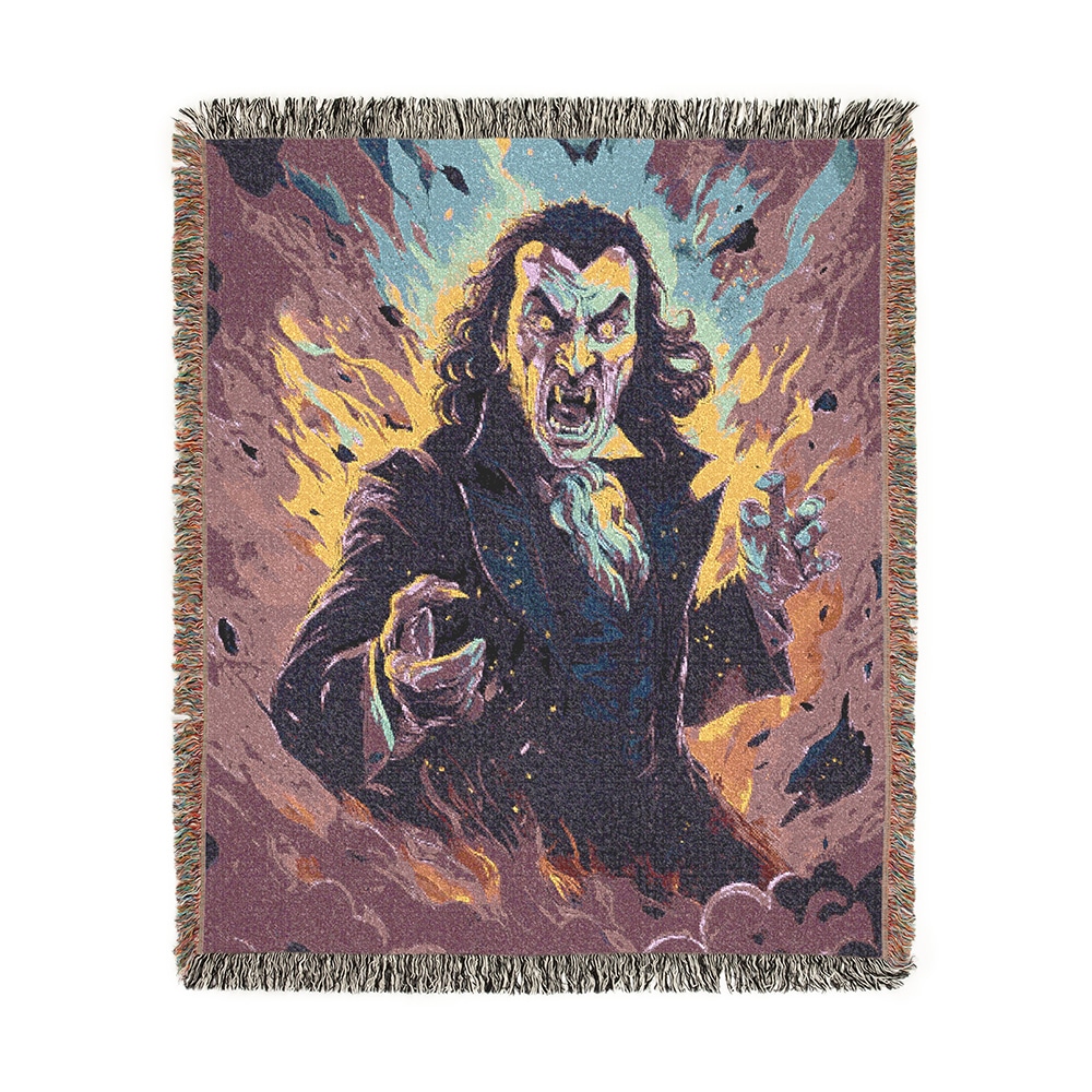 Dracula II Pop 60’s Art Style Woven Blanket, Cozy Throw for Halloween, Fall Decor, Perfect for Movie Nights, Gift for Monster Lovers, Home Accessories