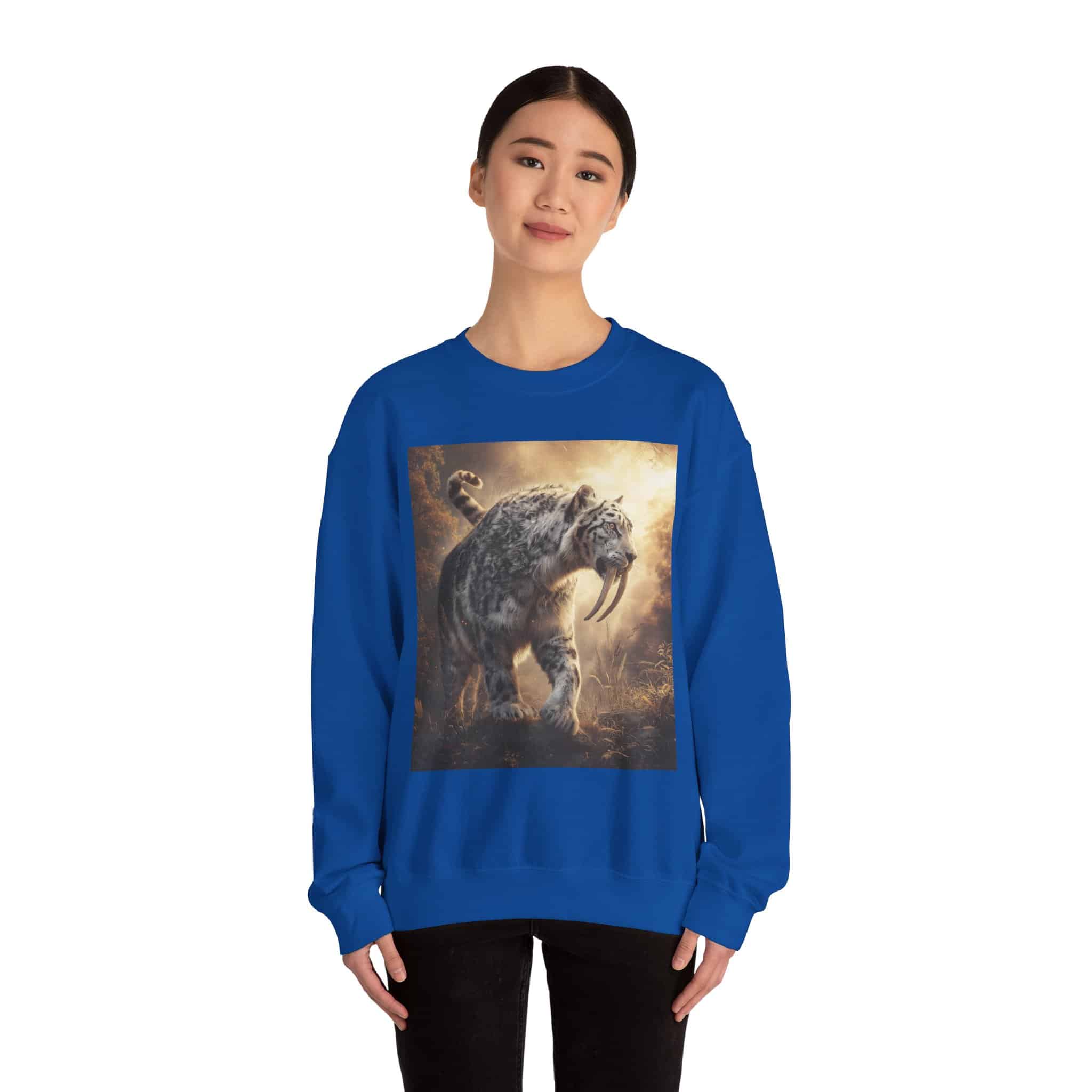 Prehistoric Smilodon aka Sabre-Tooth Tiger VIII Unisex Heavy Blend™ Crewneck Sweatshirt - Image 32