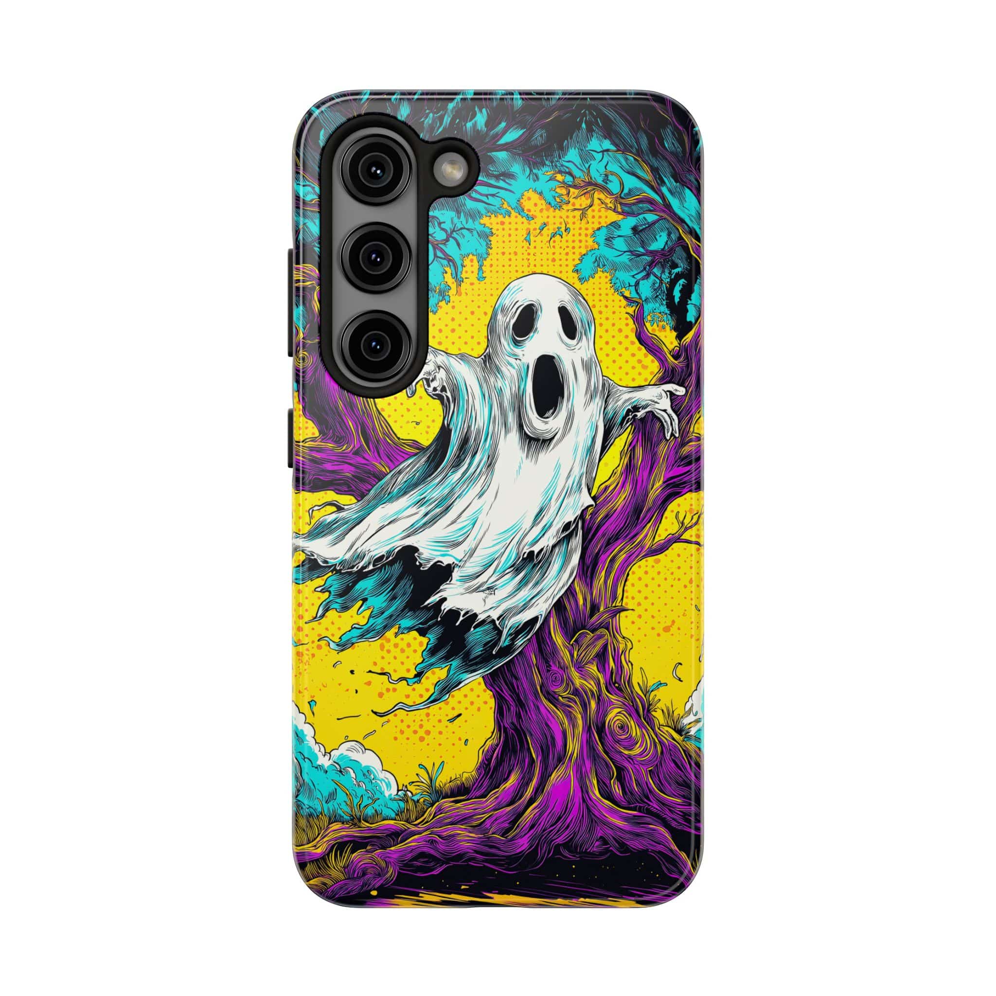 Ghost & Spooky Tree Pop 60’s Art Style Samsung S21, S22, S23, & S24 Tough Phone Cases - Image 5