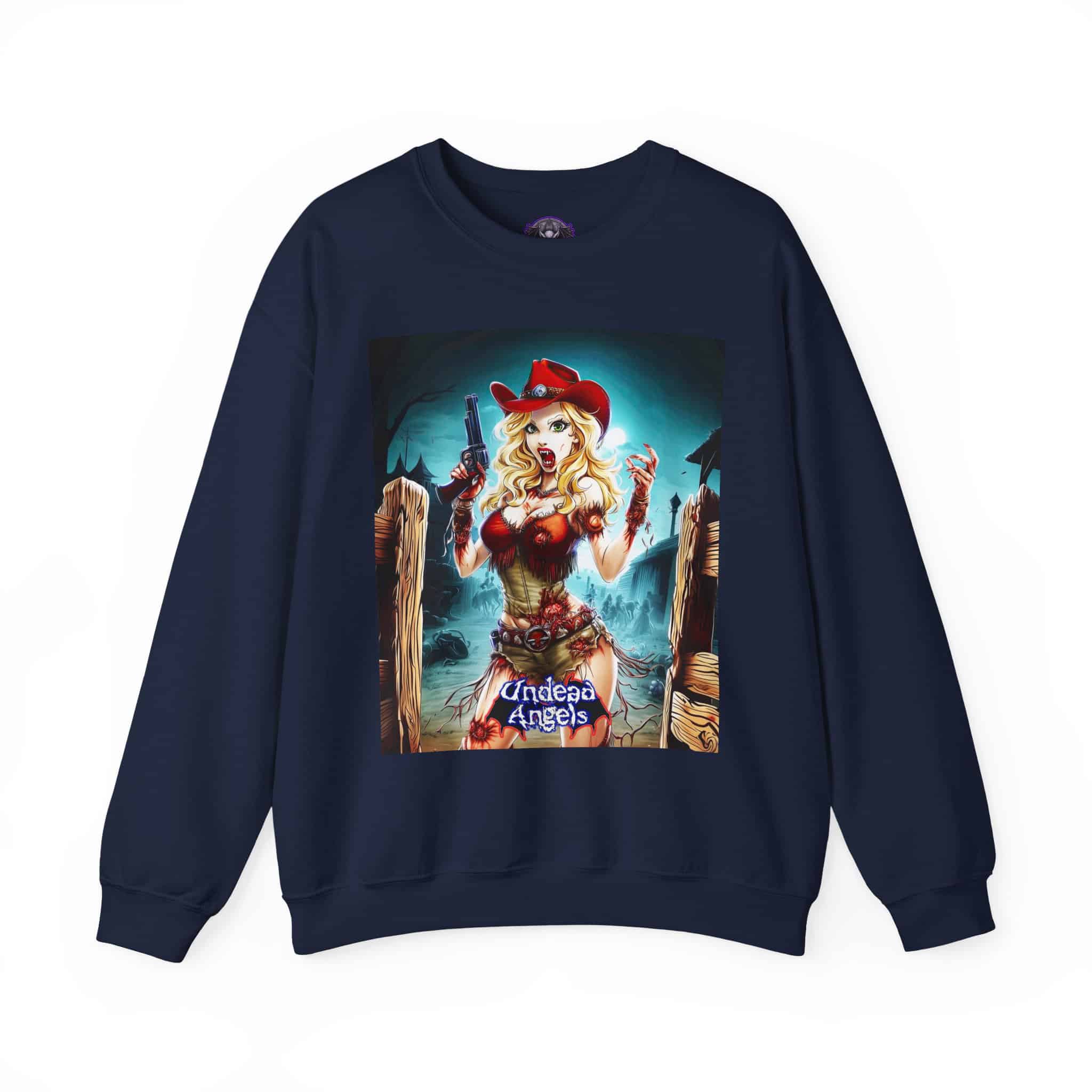 Undead Angels Zombie Cowgirl Cassidy Classic Reborn Style II Unisex Heavy Blend™ Crewneck Sweatshirt - Image 23