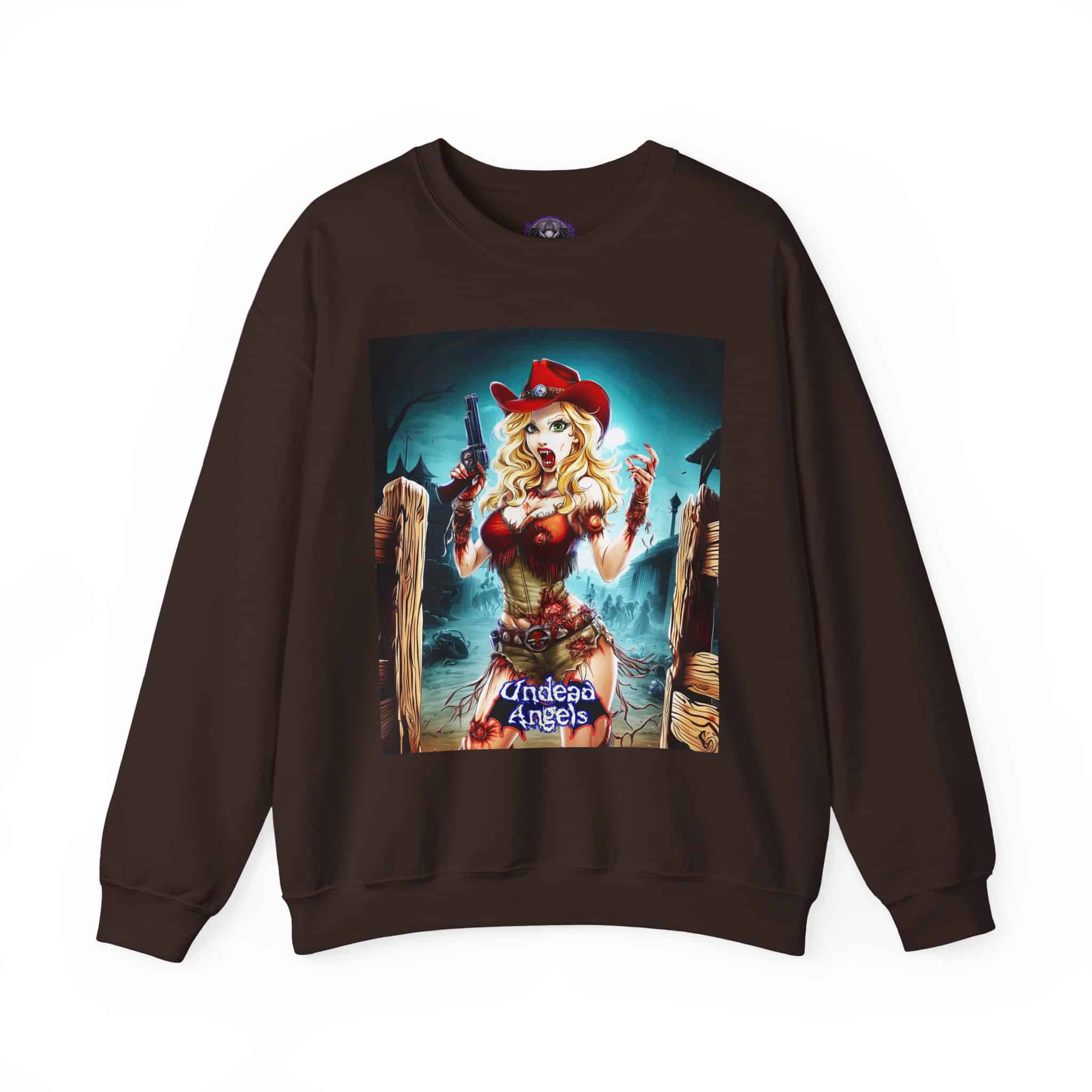 Undead Angels Zombie Cowgirl Cassidy Classic Reborn Style II Unisex Heavy Blend™ Crewneck Sweatshirt - Image 3