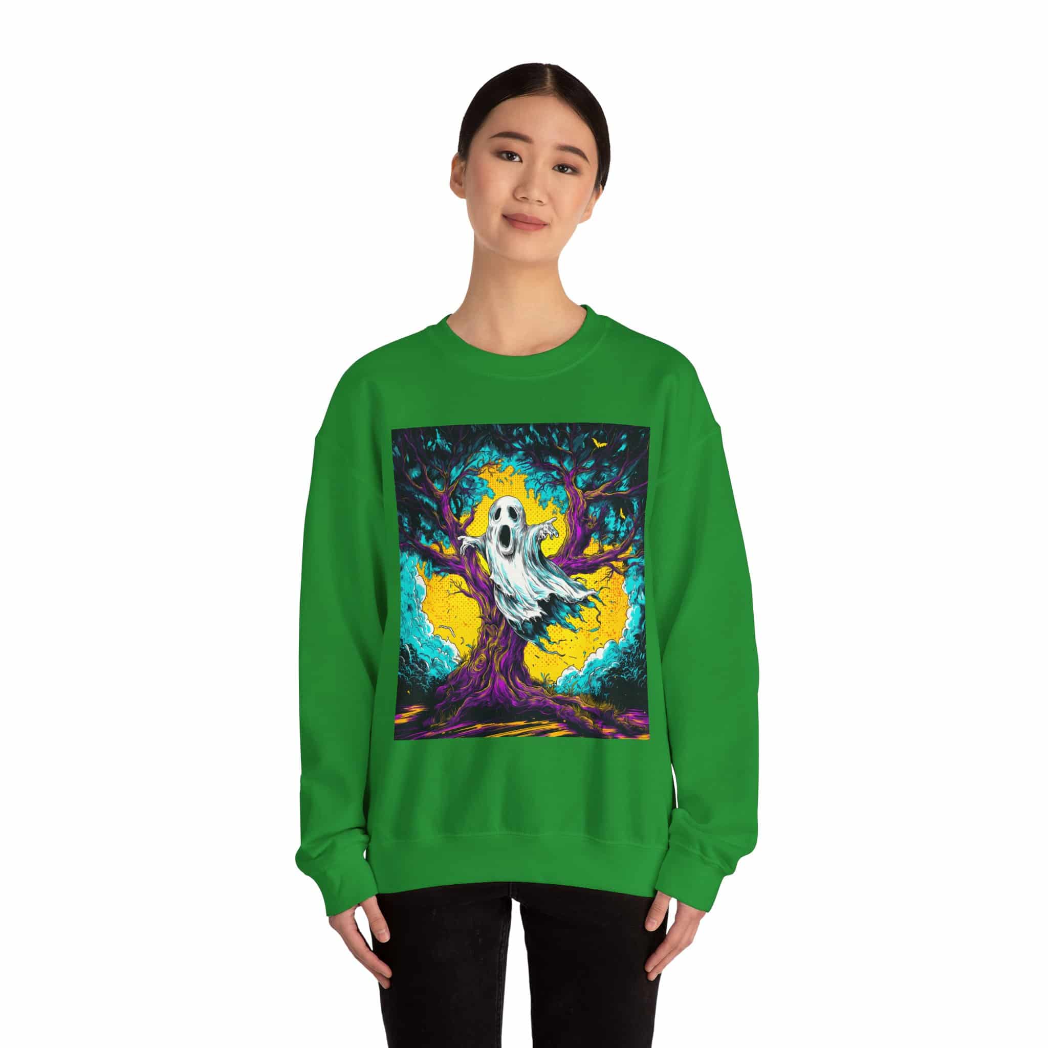 Ghost & Spooky Tree Pop 60’s Art Style Unisex Heavy Blend™ Crewneck Sweatshirt - Image 32