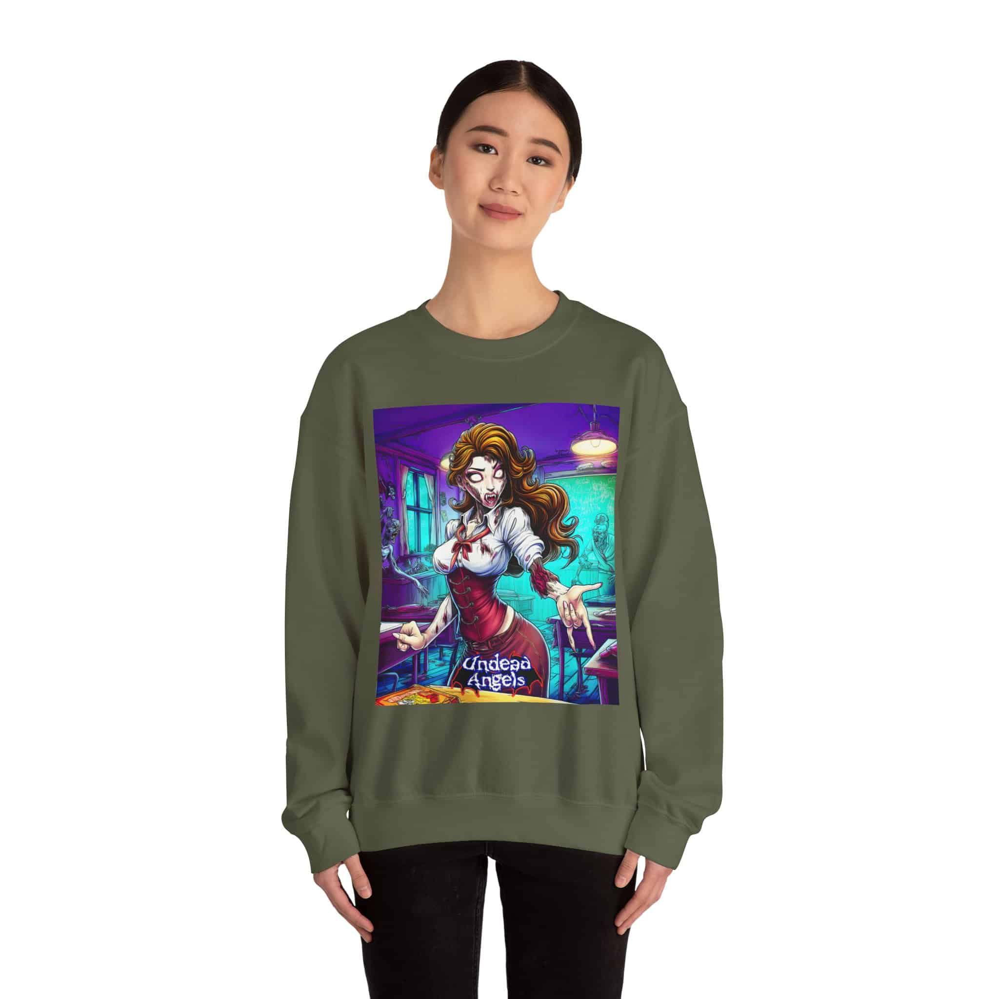 Undead Angels Teacher Charlotte Classic Reborn Style II Unisex Heavy Blend™ Crewneck Sweatshirt - Image 12