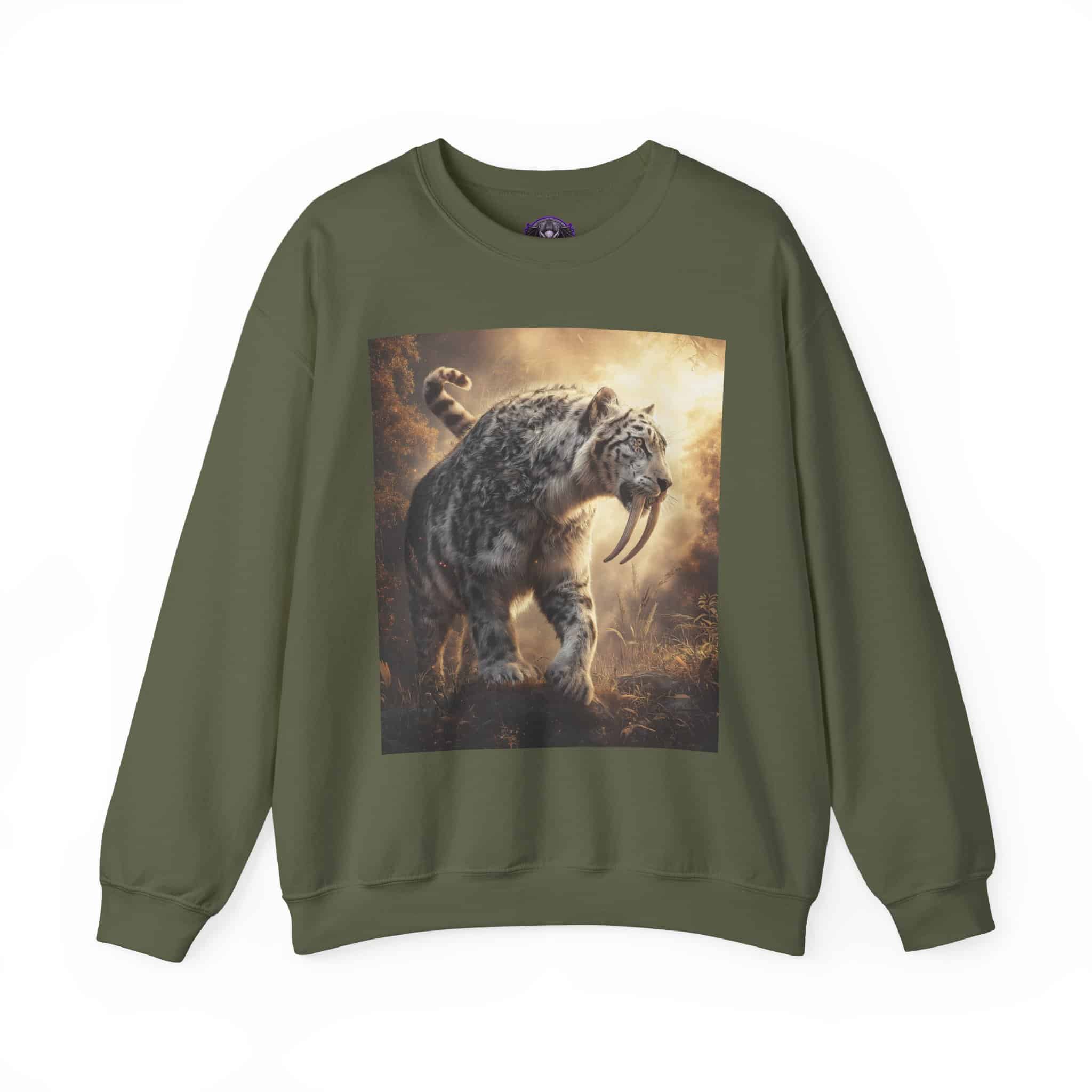Prehistoric Smilodon aka Sabre-Tooth Tiger VIII Unisex Heavy Blend™ Crewneck Sweatshirt - Image 22