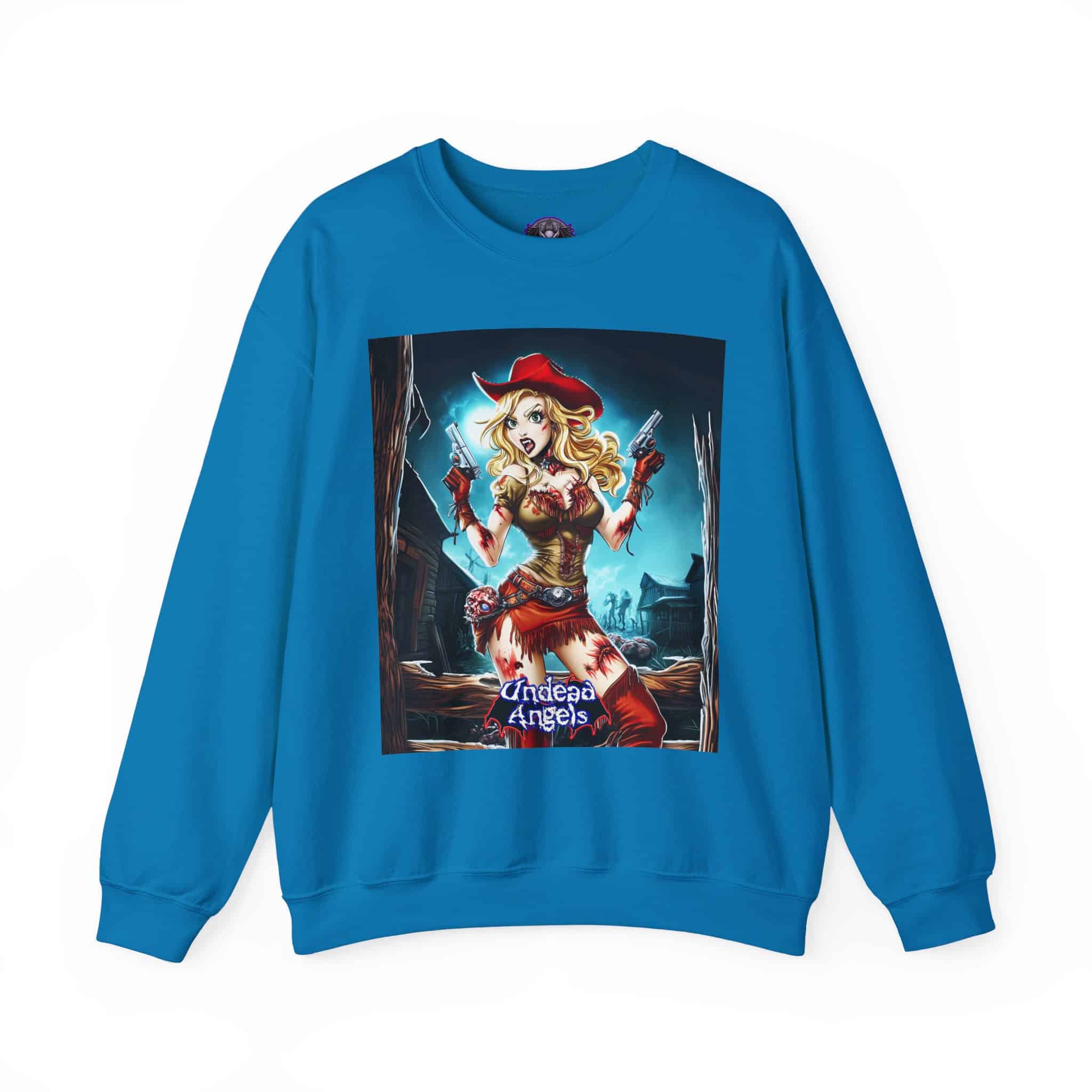 Undead Angels Zombie Cowgirl Cassidy Classic Reborn Style III Unisex Heavy Blend™ Crewneck Sweatshirt - Image 17