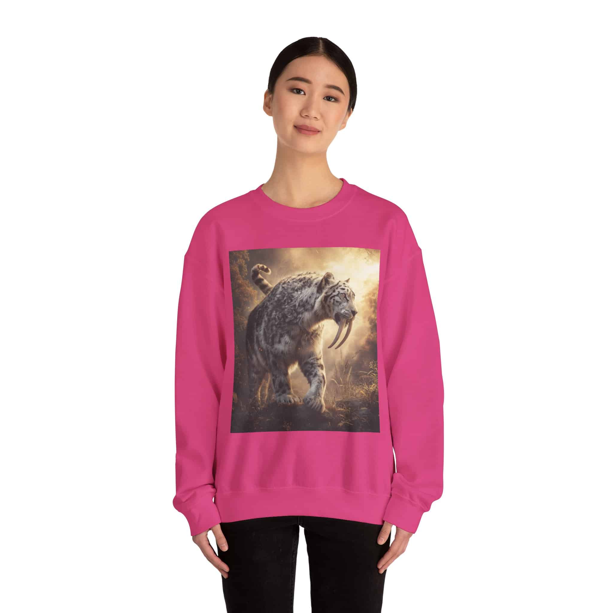 Prehistoric Smilodon aka Sabre-Tooth Tiger VIII Unisex Heavy Blend™ Crewneck Sweatshirt - Image 41