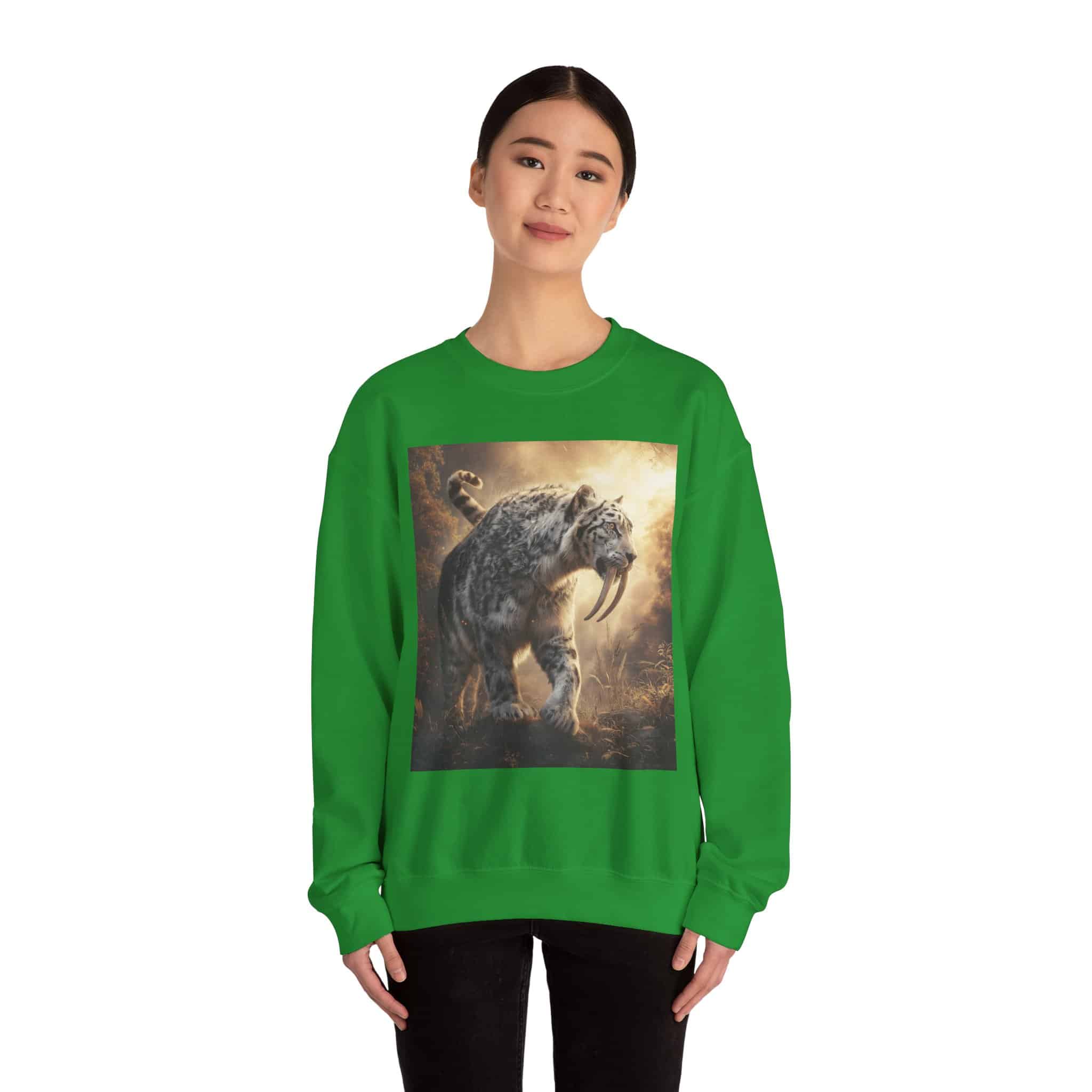 Prehistoric Smilodon aka Sabre-Tooth Tiger VIII Unisex Heavy Blend™ Crewneck Sweatshirt - Image 26