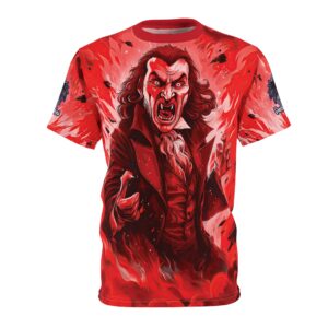 Dracula II "Bloodbath" Variant Pop 60’s Art Style Unisex Cut & Sew Tee (AOP) Halloween
