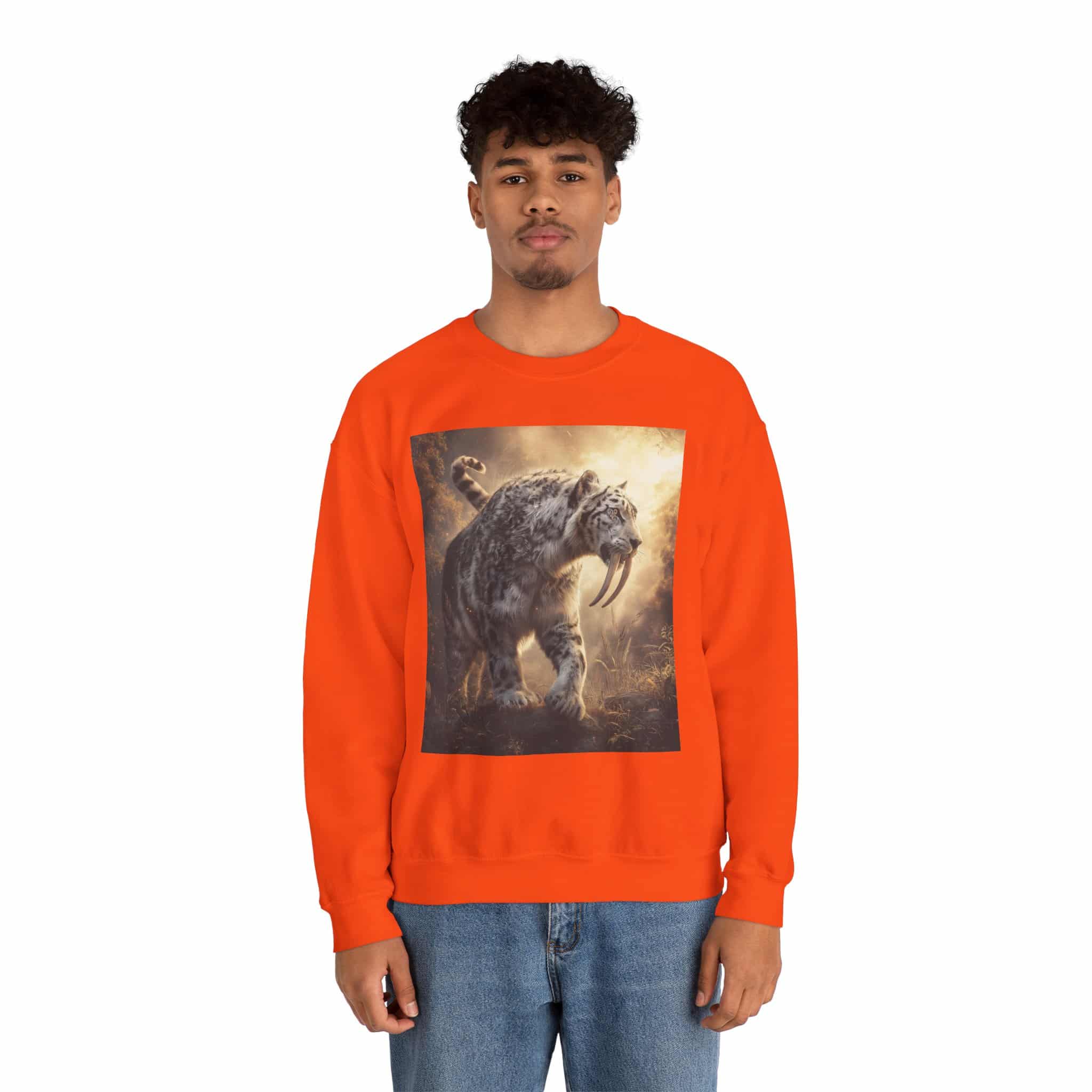 Prehistoric Smilodon aka Sabre-Tooth Tiger VIII Unisex Heavy Blend™ Crewneck Sweatshirt - Image 21