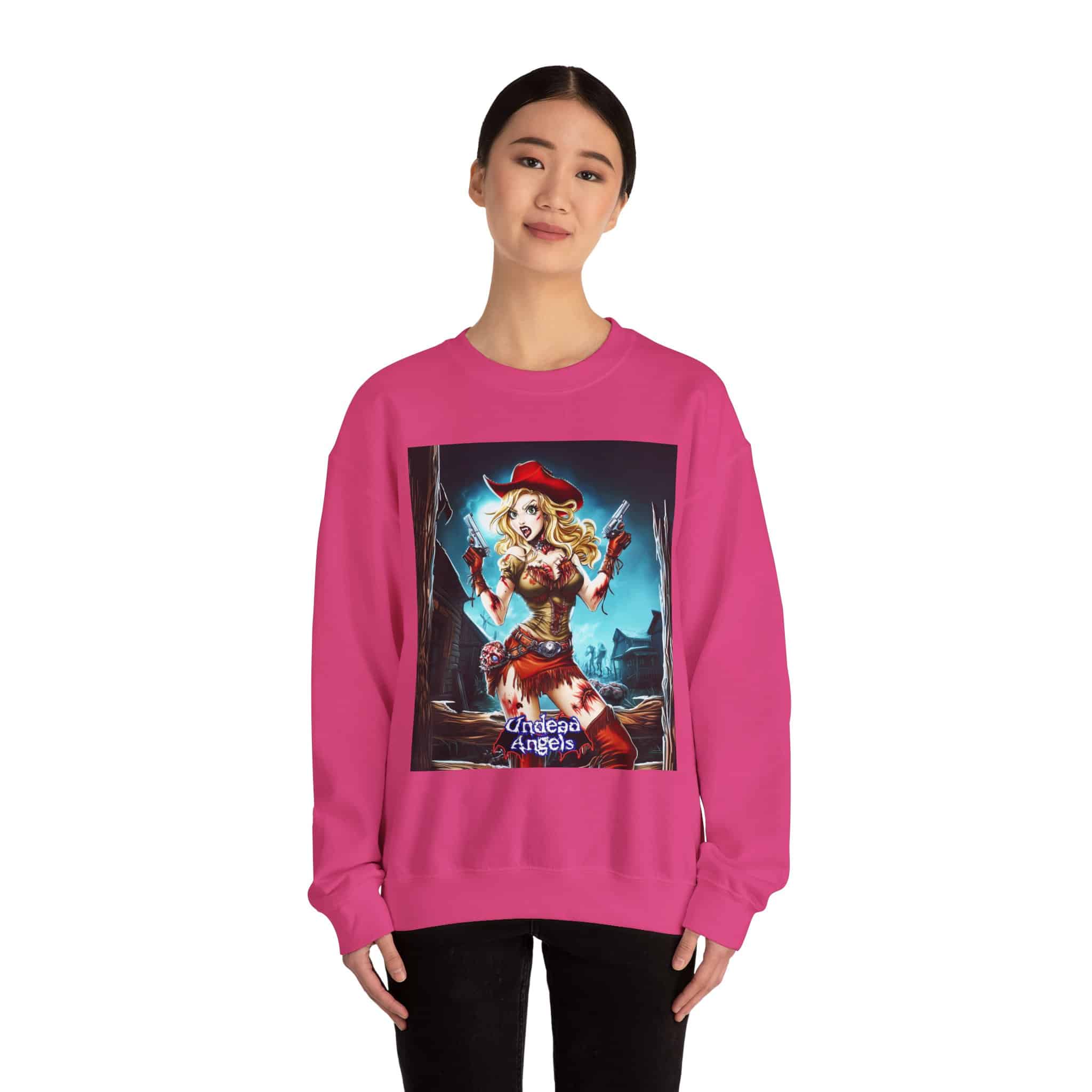 Undead Angels Zombie Cowgirl Cassidy Classic Reborn Style III Unisex Heavy Blend™ Crewneck Sweatshirt - Image 28