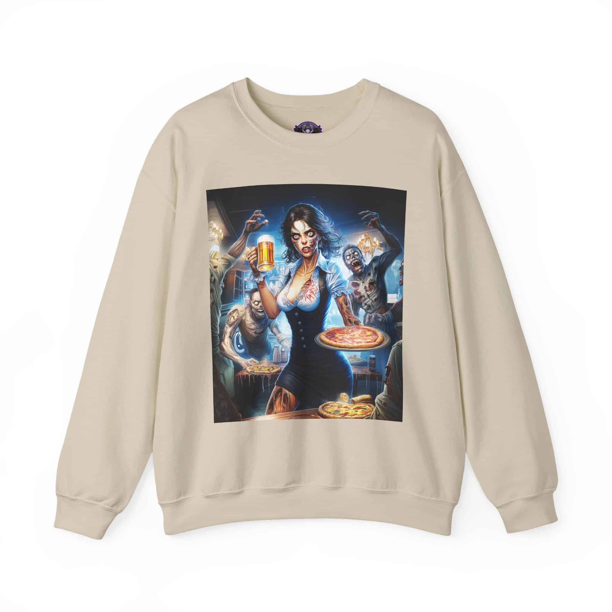 Zombies In Everyday Life Waitress 2025-03 Unisex Heavy Blend™ Crewneck Sweatshirt - Image 5