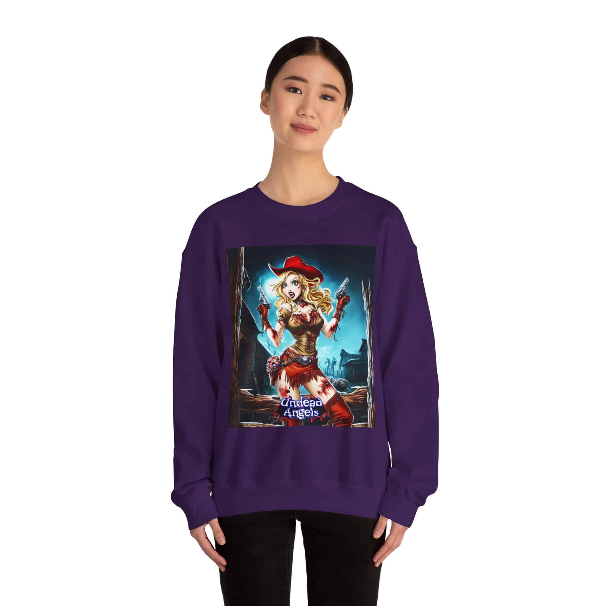 Undead Angels Zombie Cowgirl Cassidy Classic Reborn Style III Unisex Heavy Blend™ Crewneck Sweatshirt - Image 26