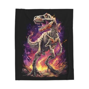 Skeleton T-Rex Plush Blanket, Cozy Throw for Fall Decor, Tyrannosaurus, Jurassic