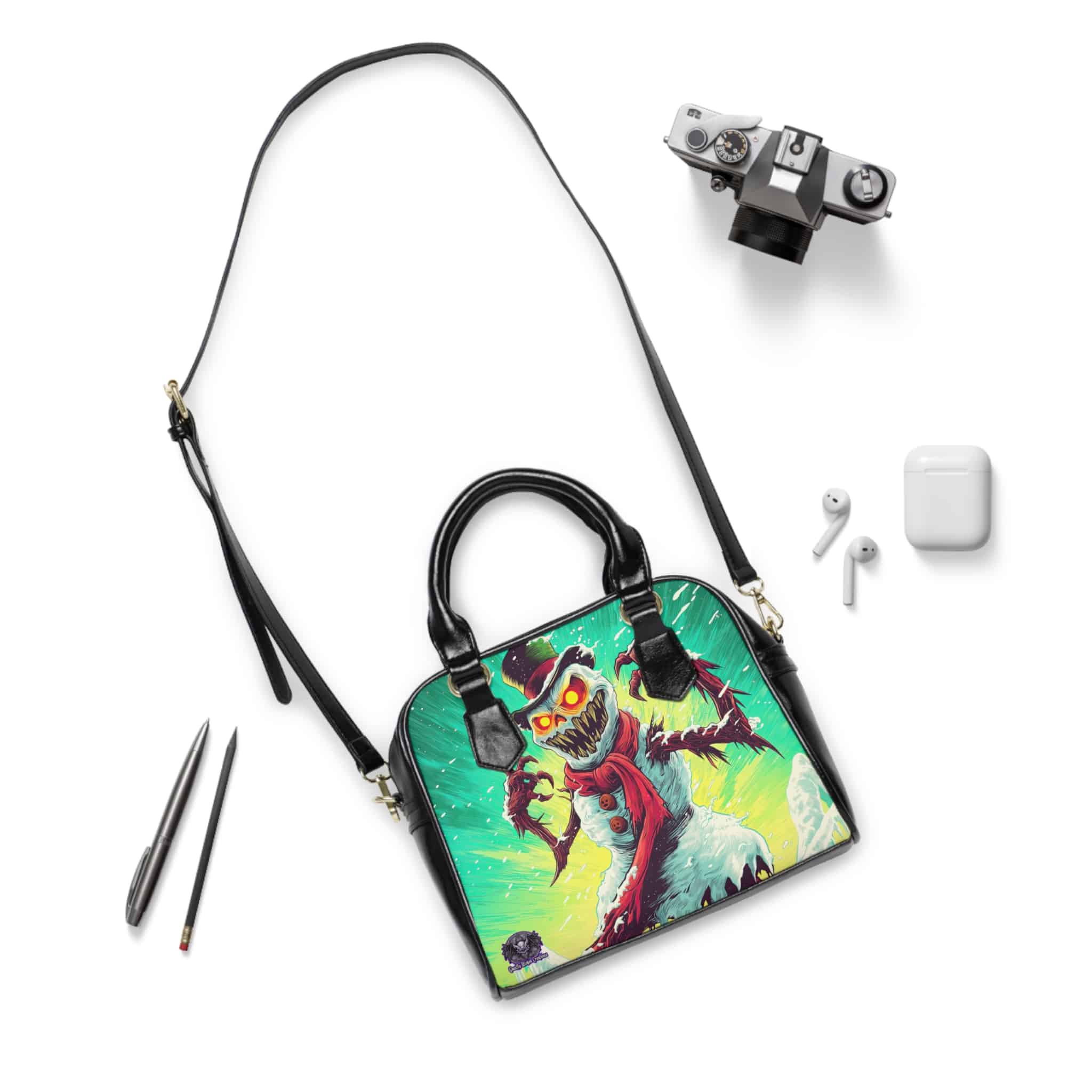 Sadistic Snowman Pop 60’s Art Style Shoulder Handbag - Image 3