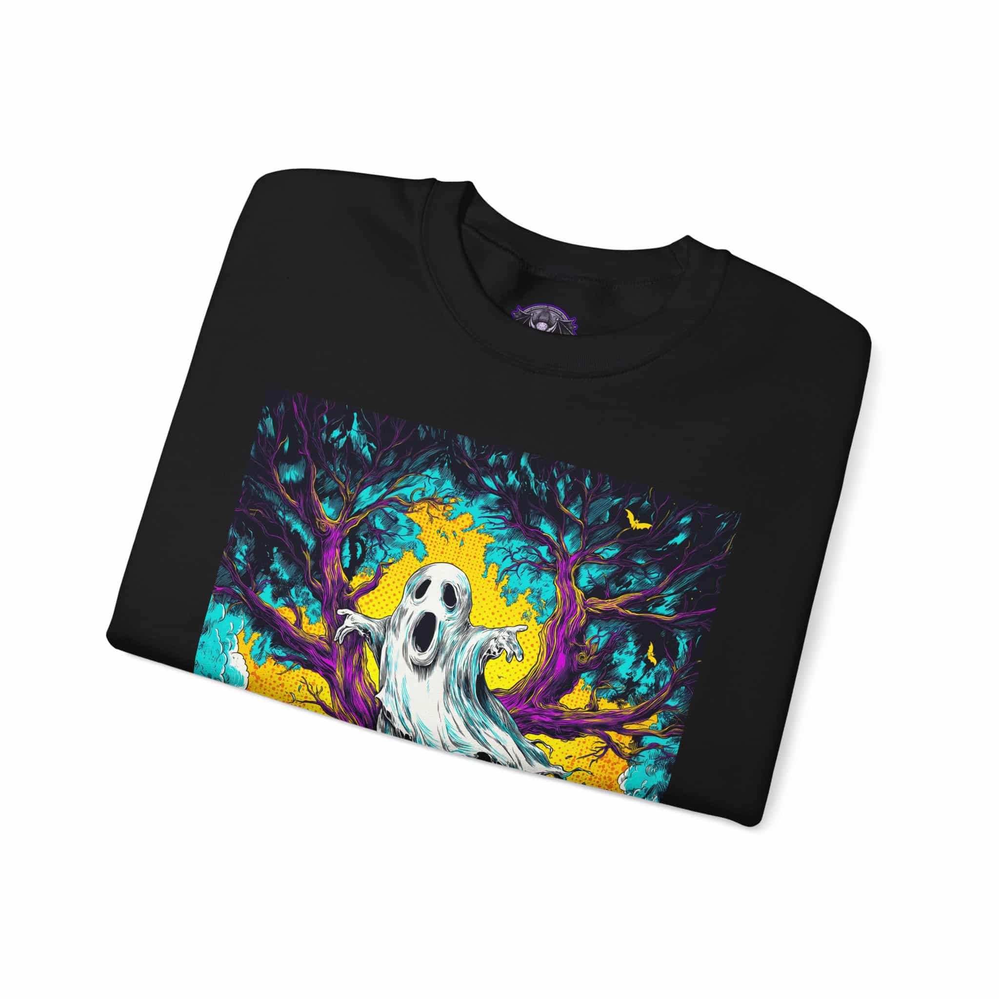 Ghost & Spooky Tree Pop 60’s Art Style Unisex Heavy Blend™ Crewneck Sweatshirt - Image 7