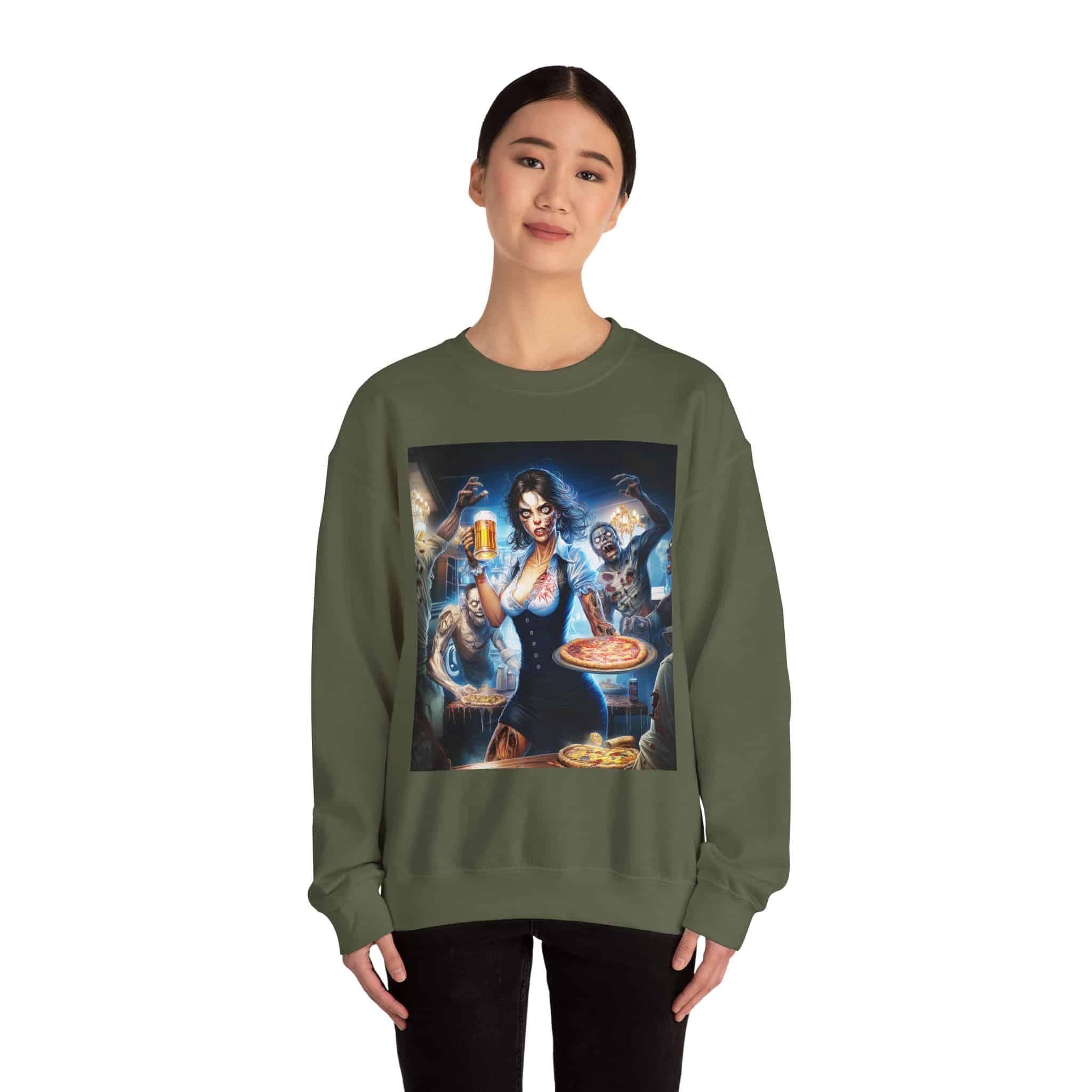 Zombies In Everyday Life Waitress 2025-03 Unisex Heavy Blend™ Crewneck Sweatshirt - Image 20