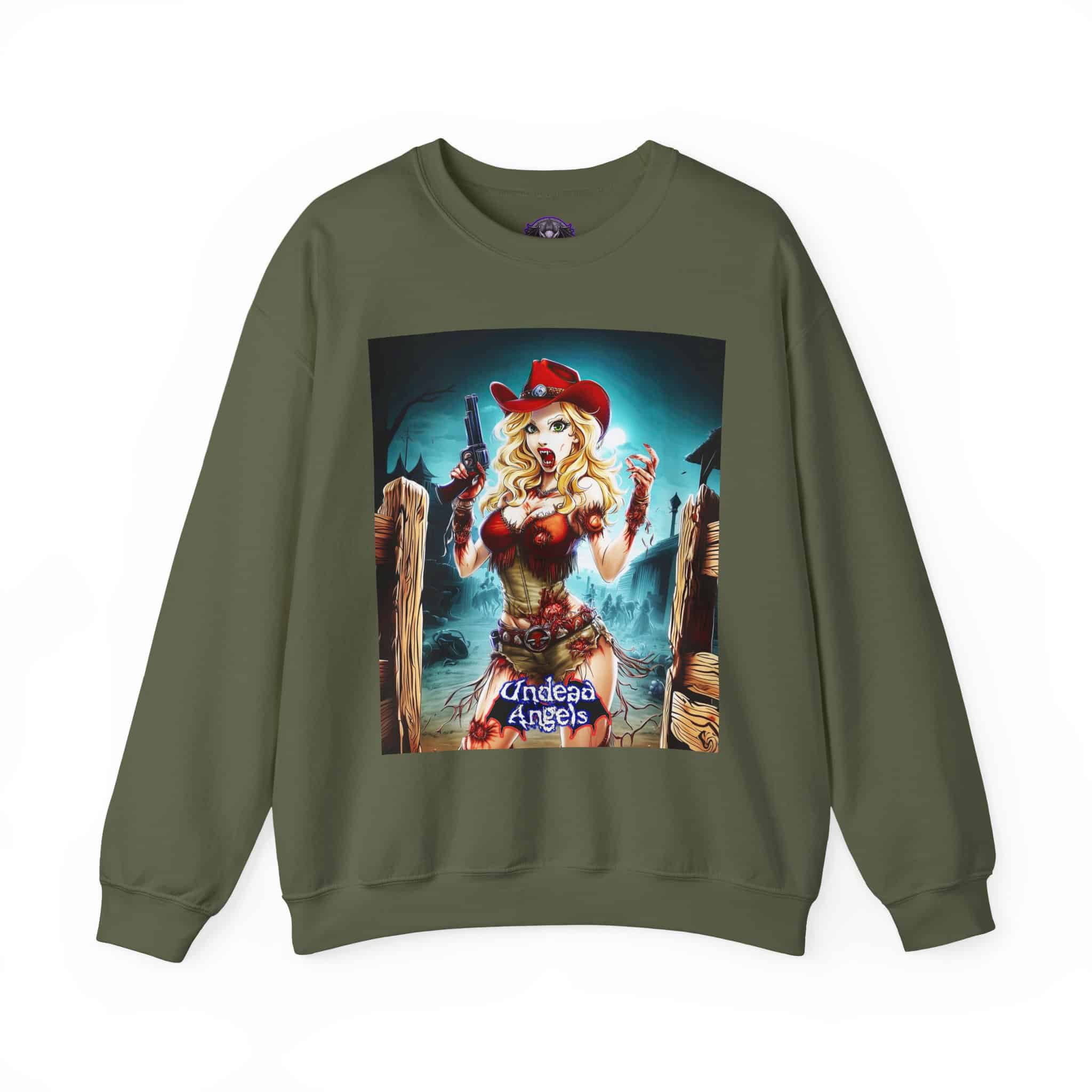 Undead Angels Zombie Cowgirl Cassidy Classic Reborn Style II Unisex Heavy Blend™ Crewneck Sweatshirt - Image 9