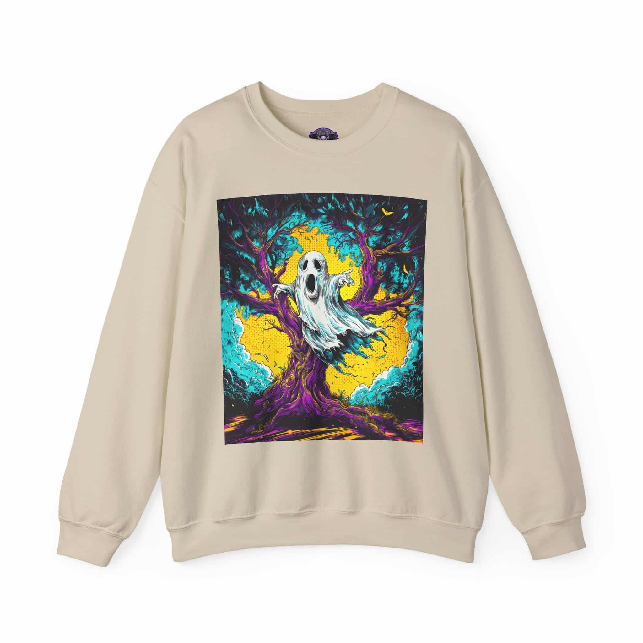 Ghost & Spooky Tree Pop 60’s Art Style Unisex Heavy Blend™ Crewneck Sweatshirt - Image 9