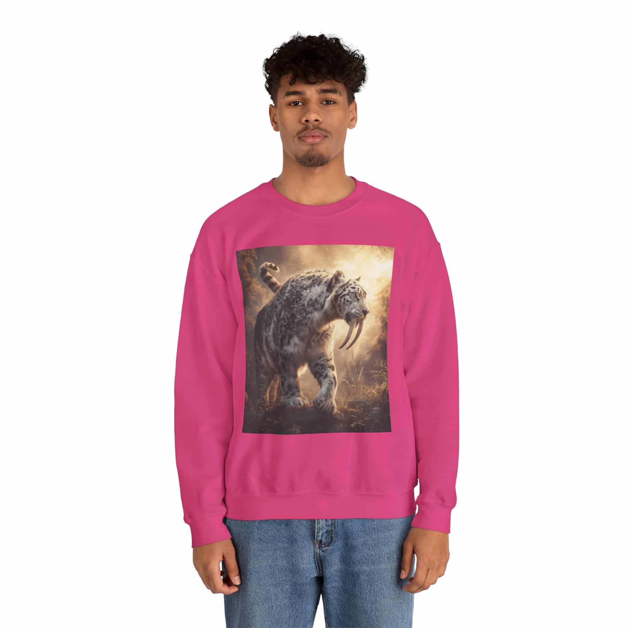 Prehistoric Smilodon aka Sabre-Tooth Tiger VIII Unisex Heavy Blend™ Crewneck Sweatshirt - Image 42