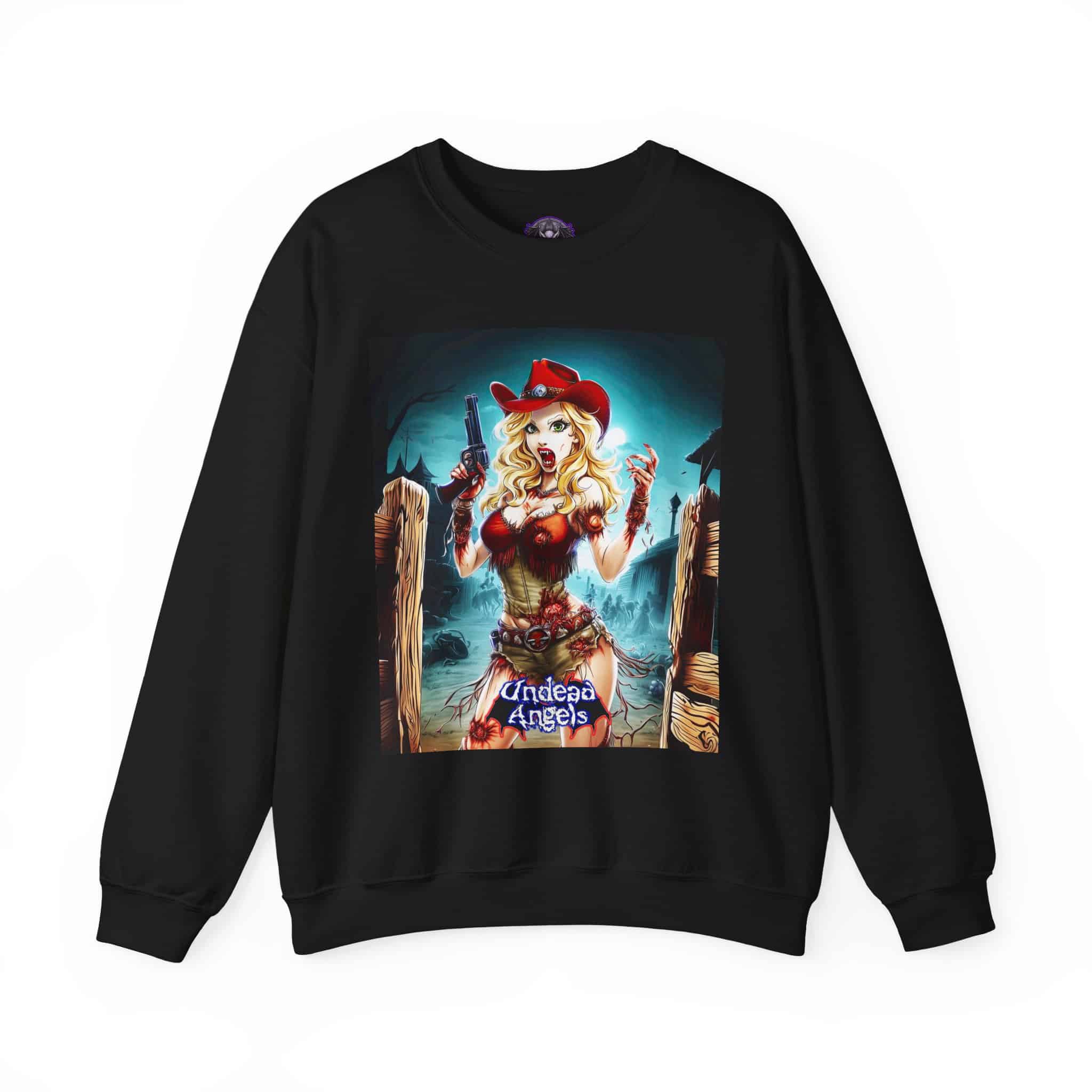 Undead Angels Zombie Cowgirl Cassidy Classic Reborn Style II Unisex Heavy Blend™ Crewneck Sweatshirt