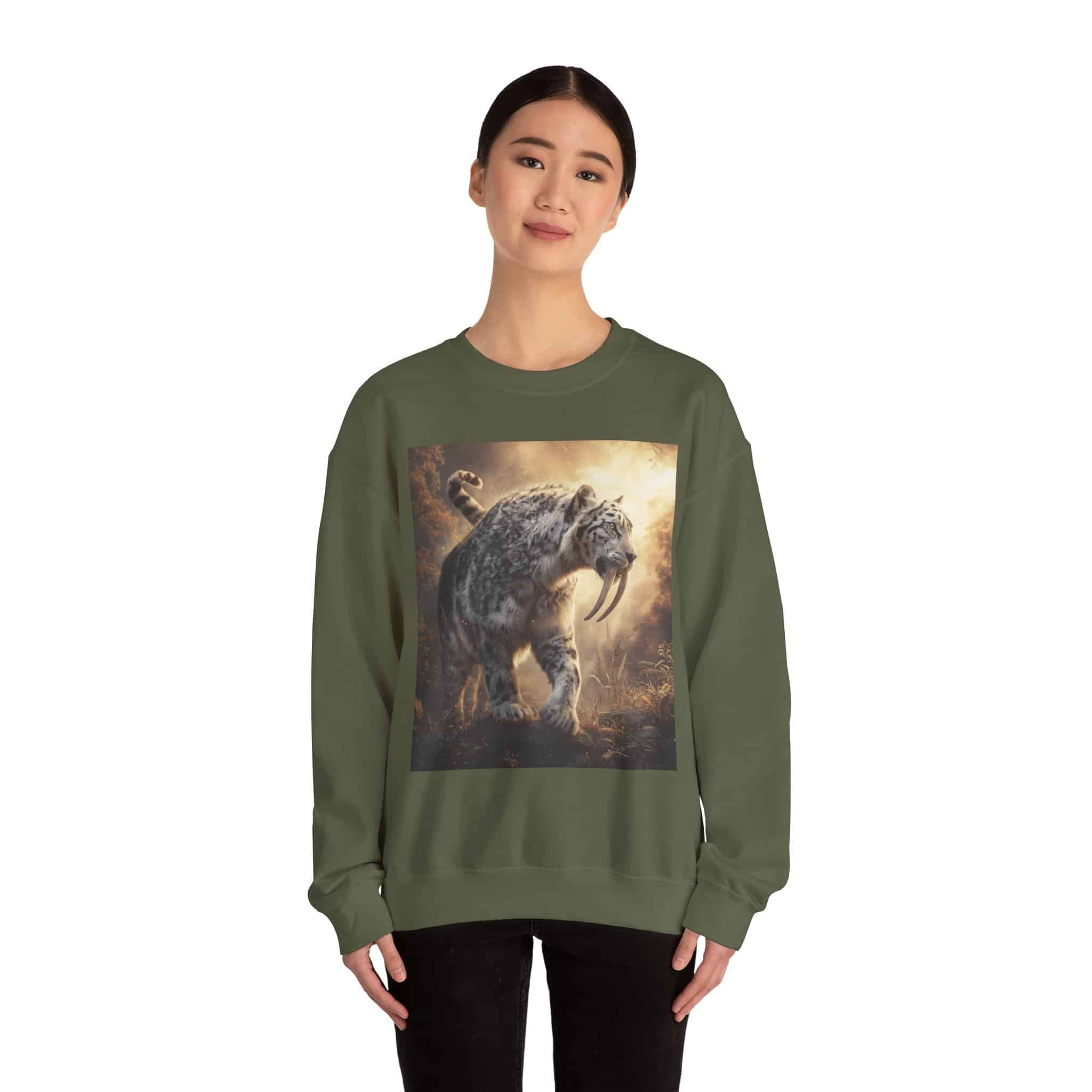 Prehistoric Smilodon aka Sabre-Tooth Tiger VIII Unisex Heavy Blend™ Crewneck Sweatshirt - Image 23