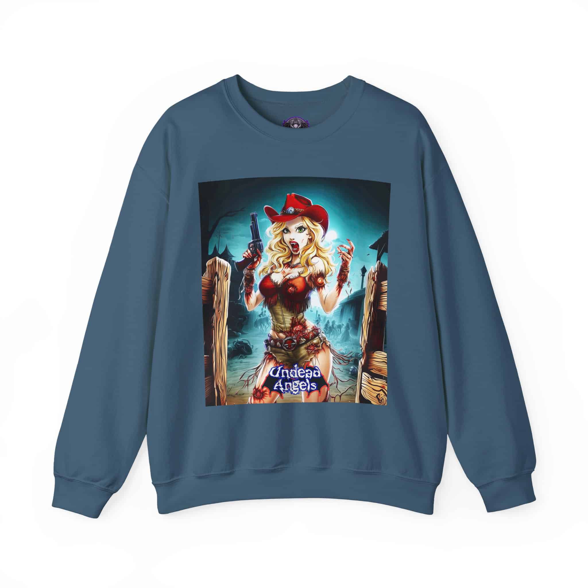 Undead Angels Zombie Cowgirl Cassidy Classic Reborn Style II Unisex Heavy Blend™ Crewneck Sweatshirt - Image 15