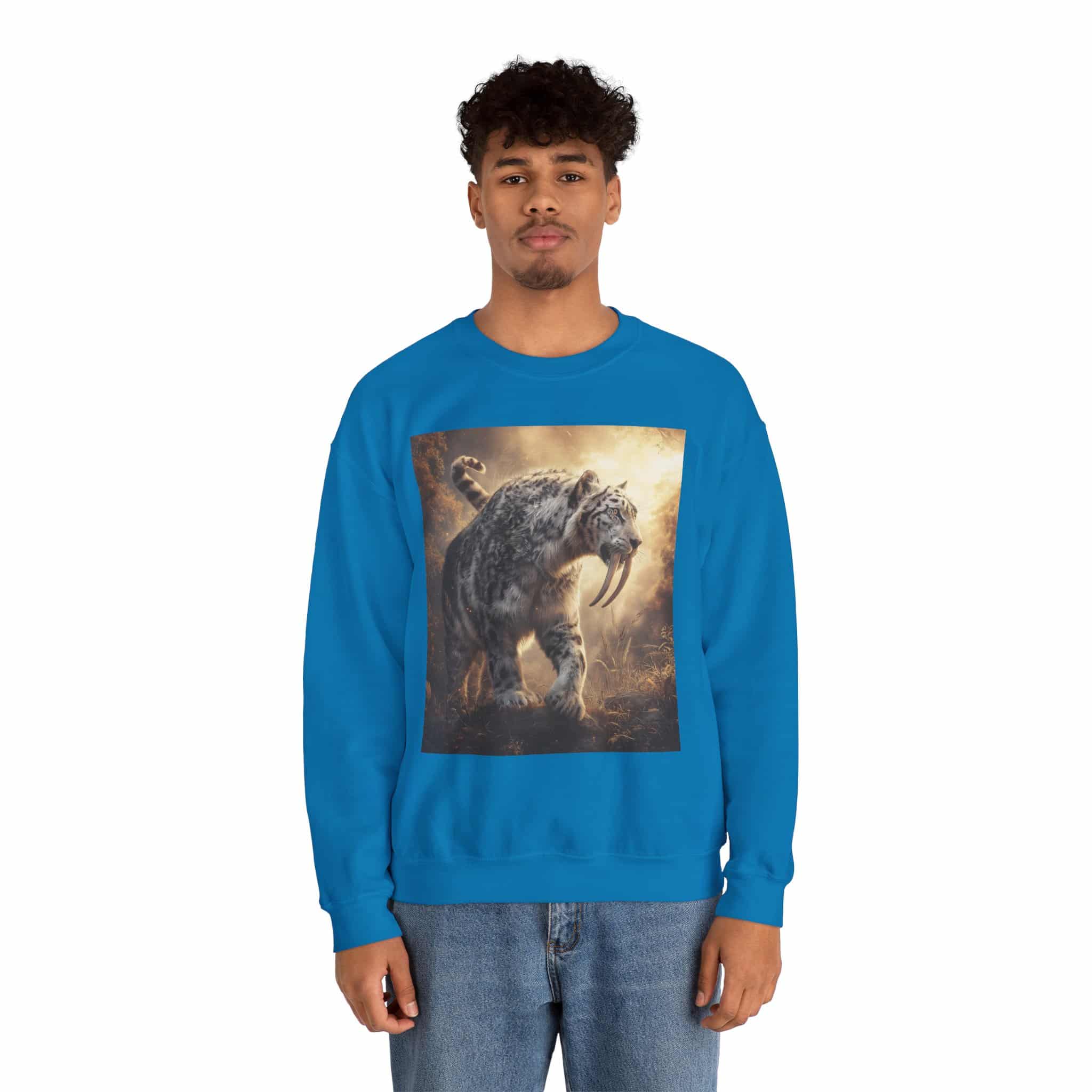 Prehistoric Smilodon aka Sabre-Tooth Tiger VIII Unisex Heavy Blend™ Crewneck Sweatshirt - Image 30