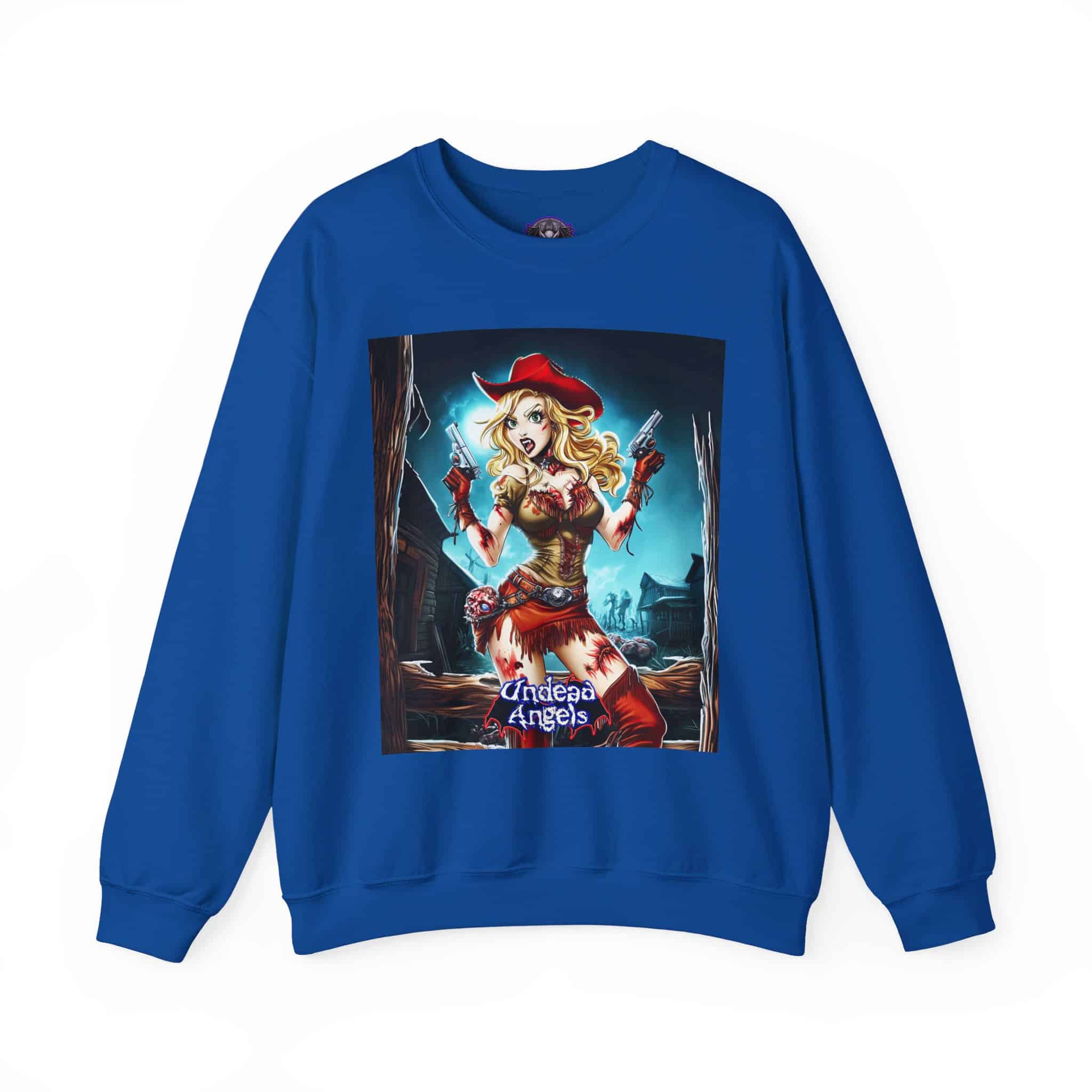 Undead Angels Zombie Cowgirl Cassidy Classic Reborn Style III Unisex Heavy Blend™ Crewneck Sweatshirt - Image 21