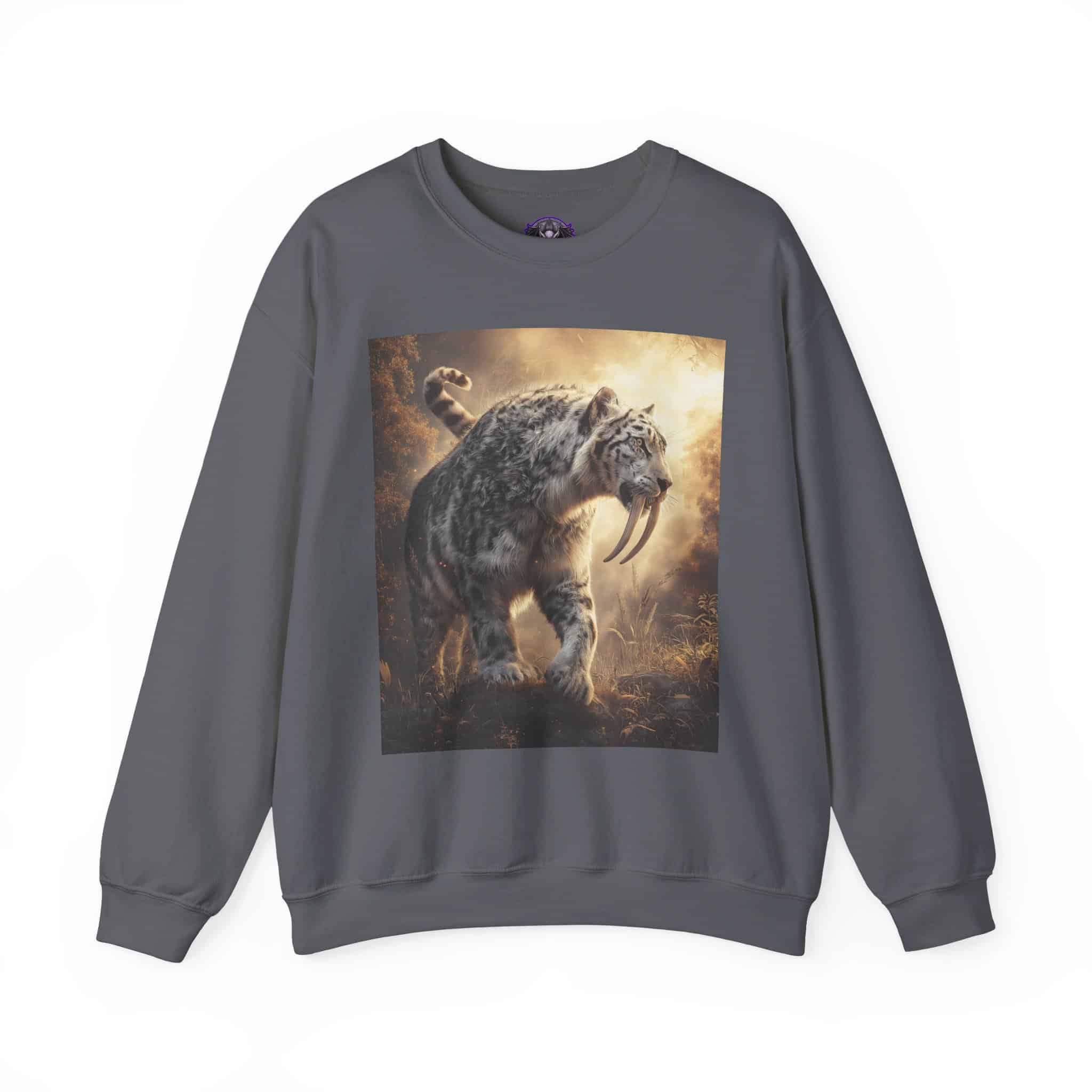 Prehistoric Smilodon aka Sabre-Tooth Tiger VIII Unisex Heavy Blend™ Crewneck Sweatshirt - Image 10