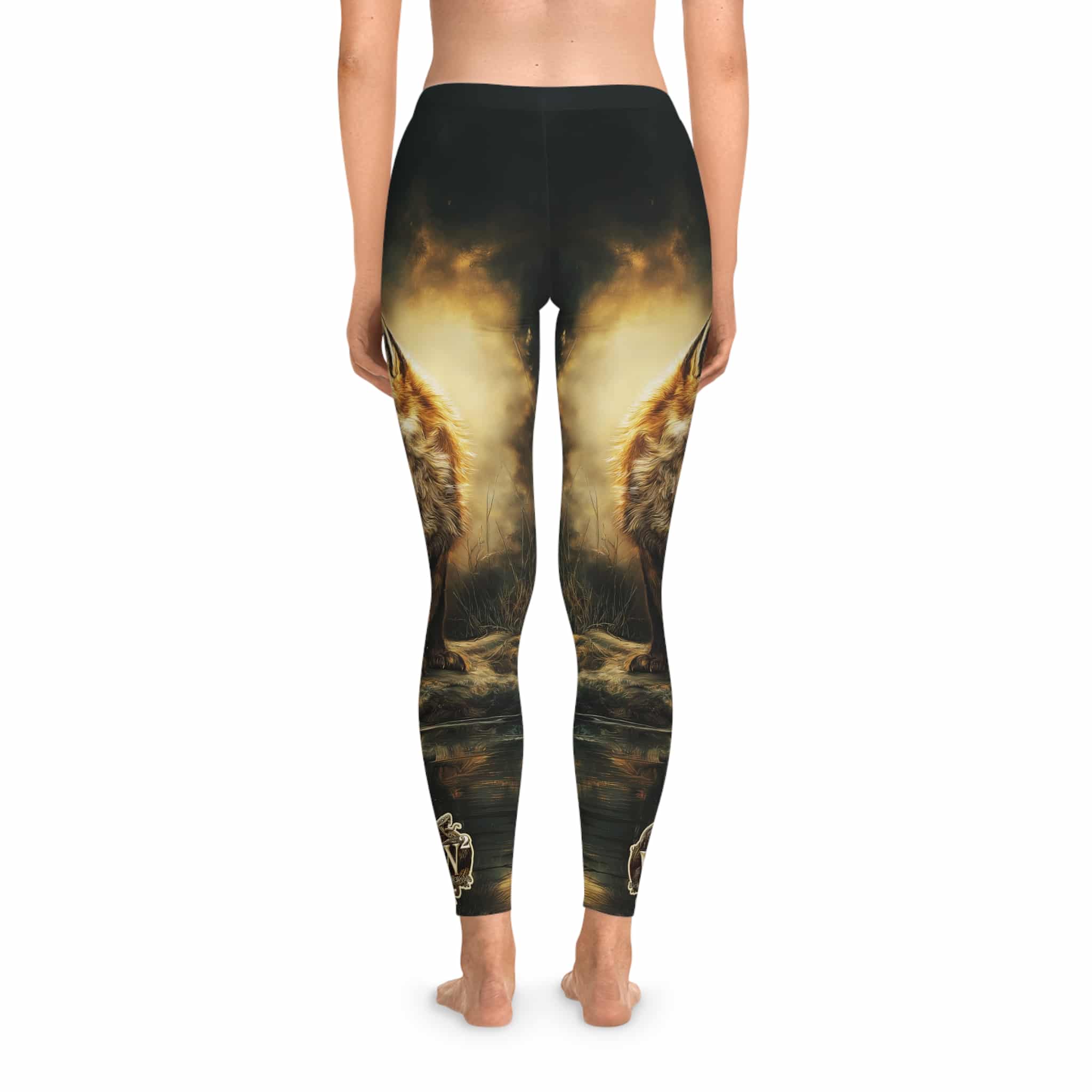 Fox By The Lake Stretchy Leggings, Comfortable Fitness Wear - Image 5
