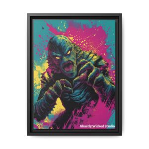 Creature From The Deep Pop 60’s Art Style Matte Canvas, Black Frame Halloween