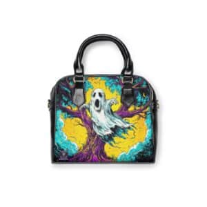 Ghost & Spooky Tree Pop 60’s Art Style Shoulder Handbag
