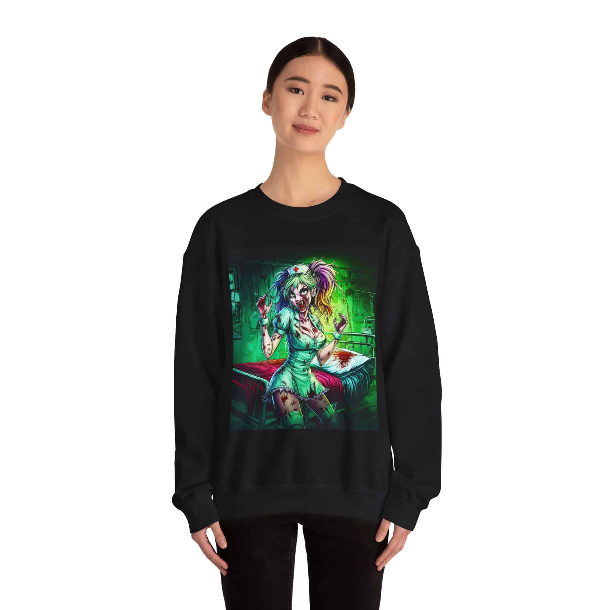 Undead Angels Zombie Nurse Lexi 001 Unisex Heavy Blend™ Crewneck Sweatshirt - Image 8