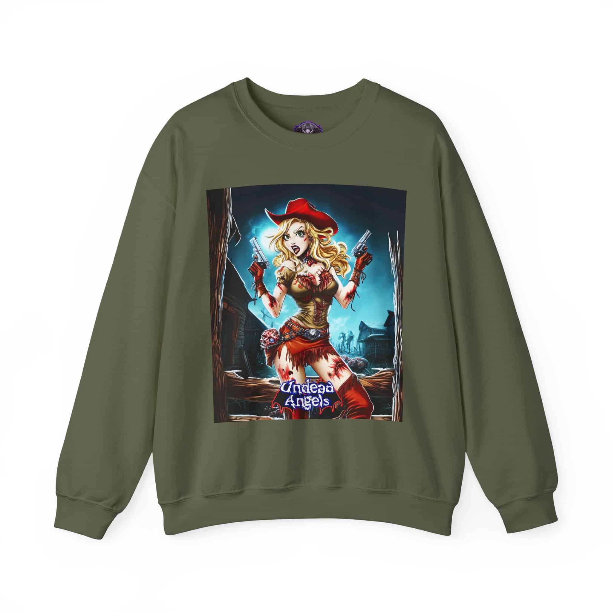 Undead Angels Zombie Cowgirl Cassidy Classic Reborn Style III Unisex Heavy Blend™ Crewneck Sweatshirt - Image 9