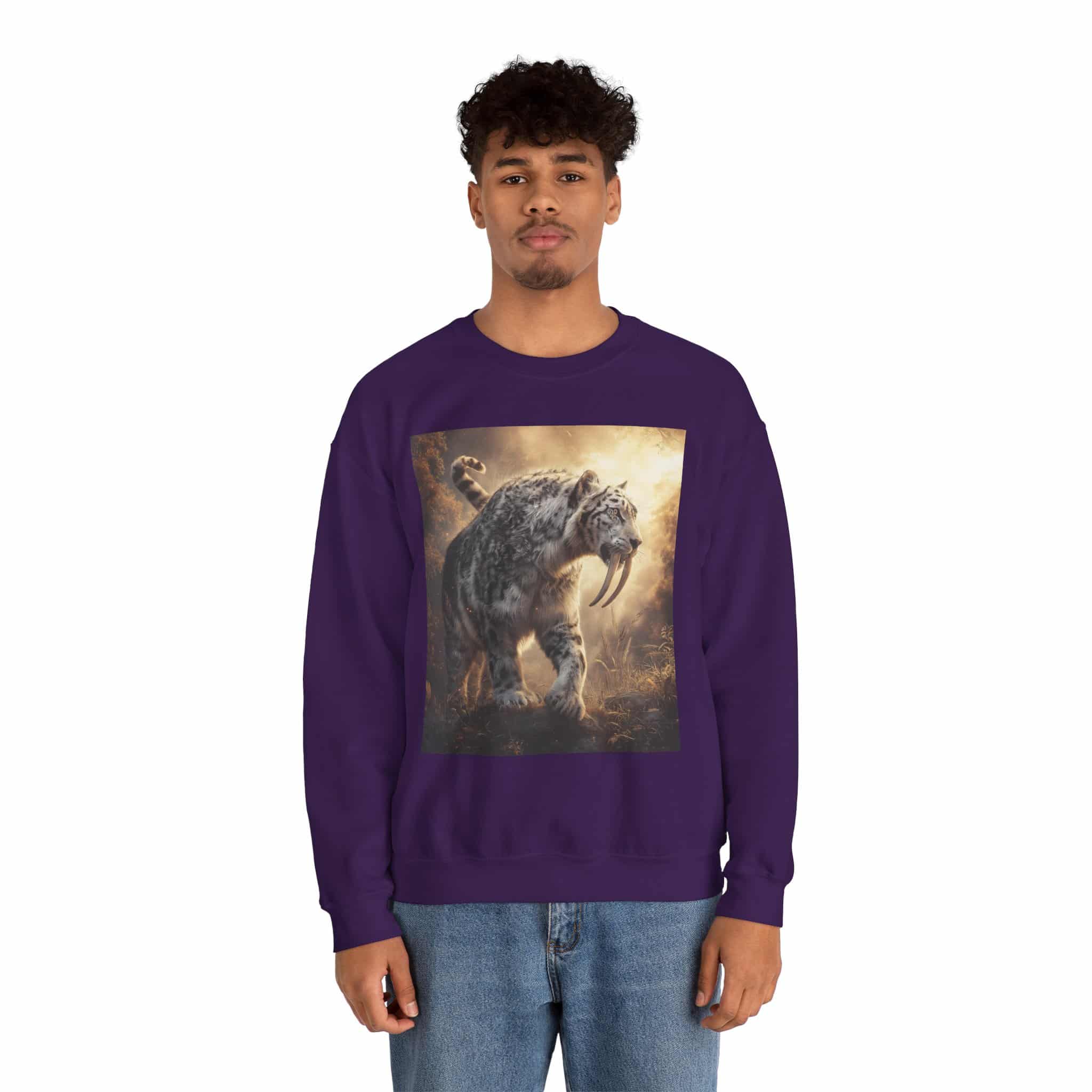 Prehistoric Smilodon aka Sabre-Tooth Tiger VIII Unisex Heavy Blend™ Crewneck Sweatshirt - Image 39